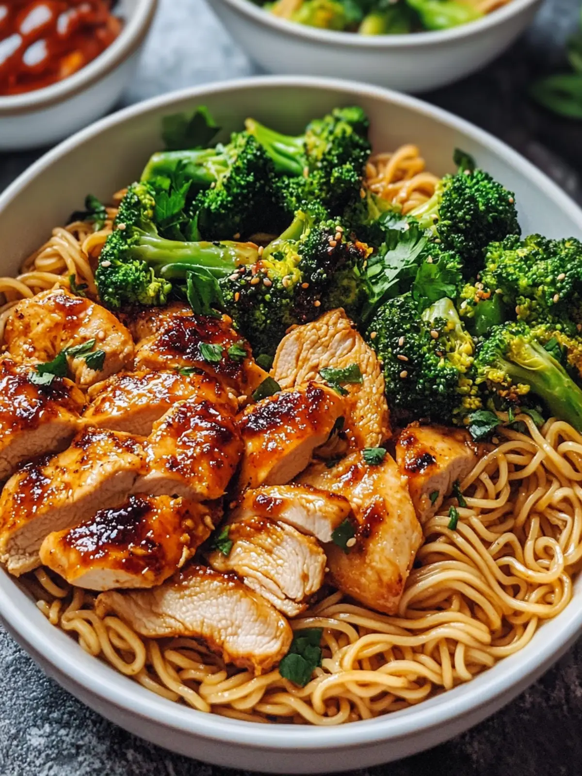 Spicy Garlic Chicken and Broccoli Noodle Bowls: Quick & Flavorful! 3 Spicy Garlic Chicken and Broccoli Noodle Bowls
