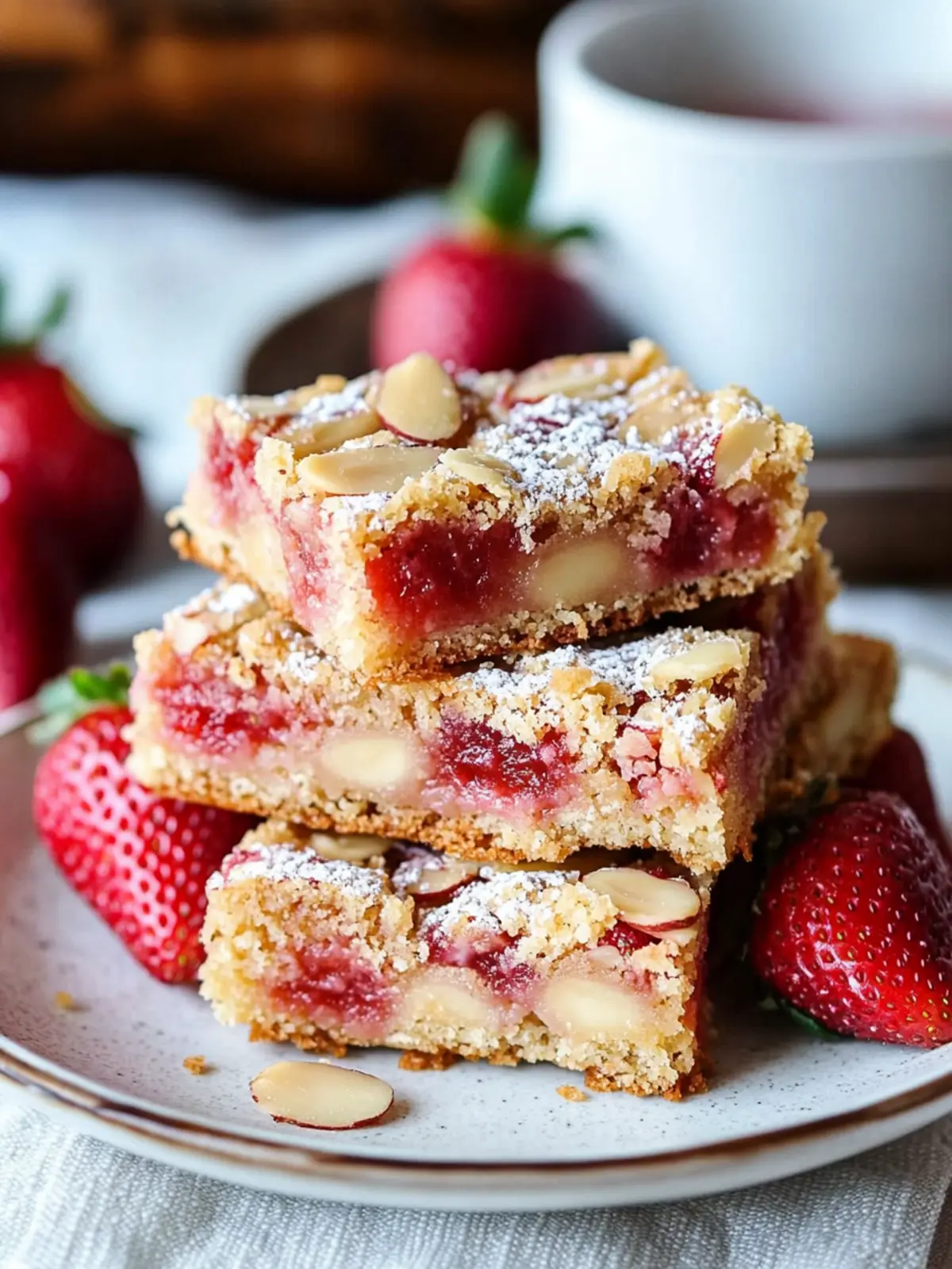 Strawberry Almond Blondies - Irresistible Homemade Delight 2 Strawberry almond blondies