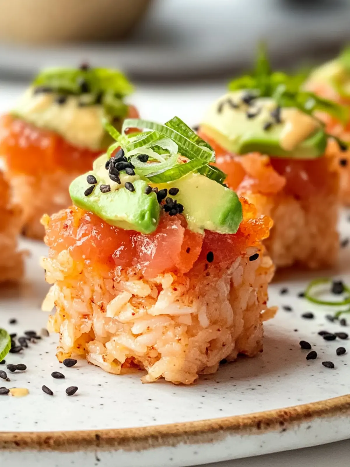 Savory Spicy Tuna Crispy Rice Bites: A Nobu Copycat Delight 5 Spicy Tuna Crispy Rice (Nobu Copycat)