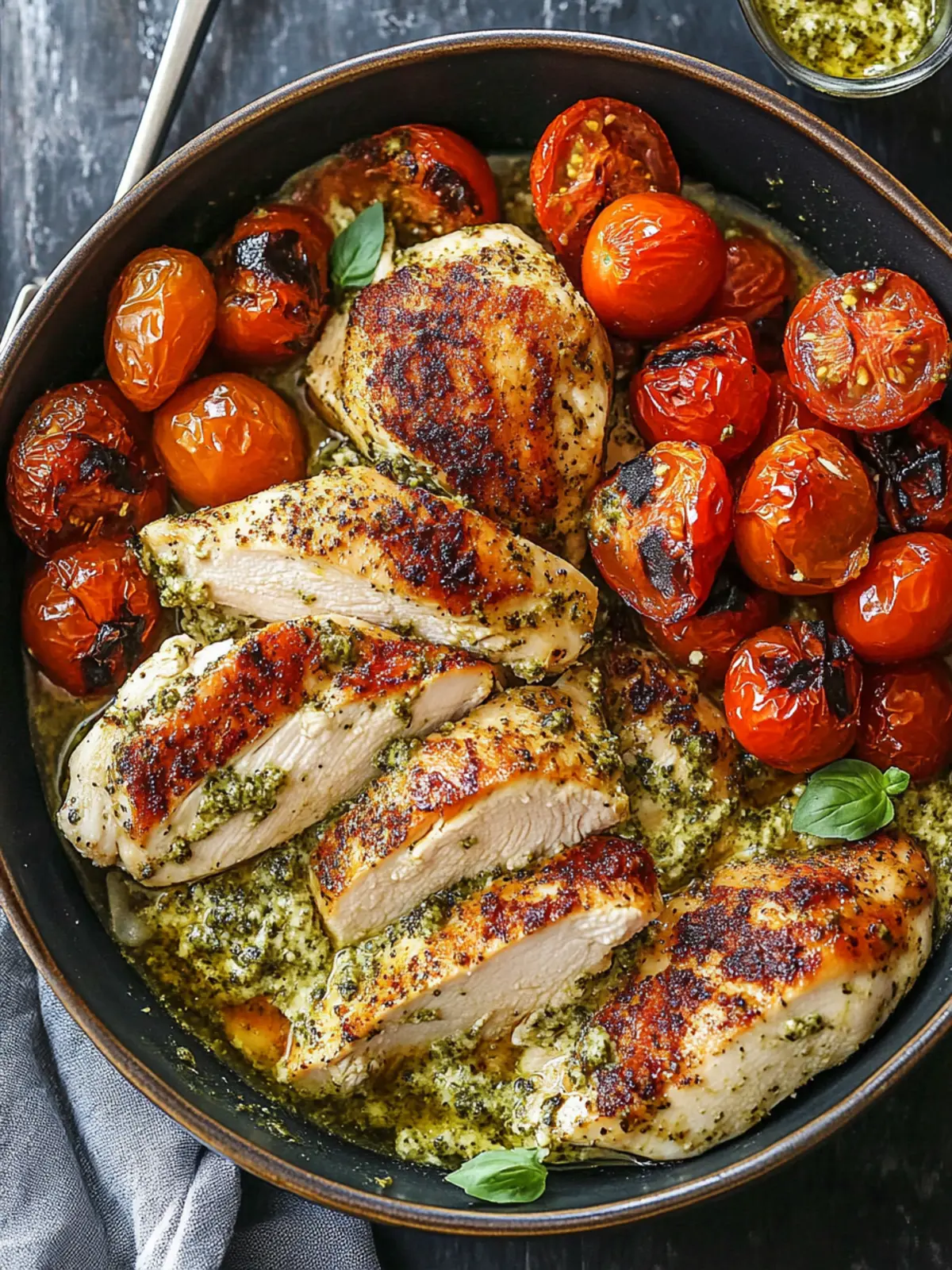 Creamy Pesto Chicken with Roasted Tomatoes for a Cozy Dinner 4 Creamy Pesto Chicken with Roasted Tomatoes