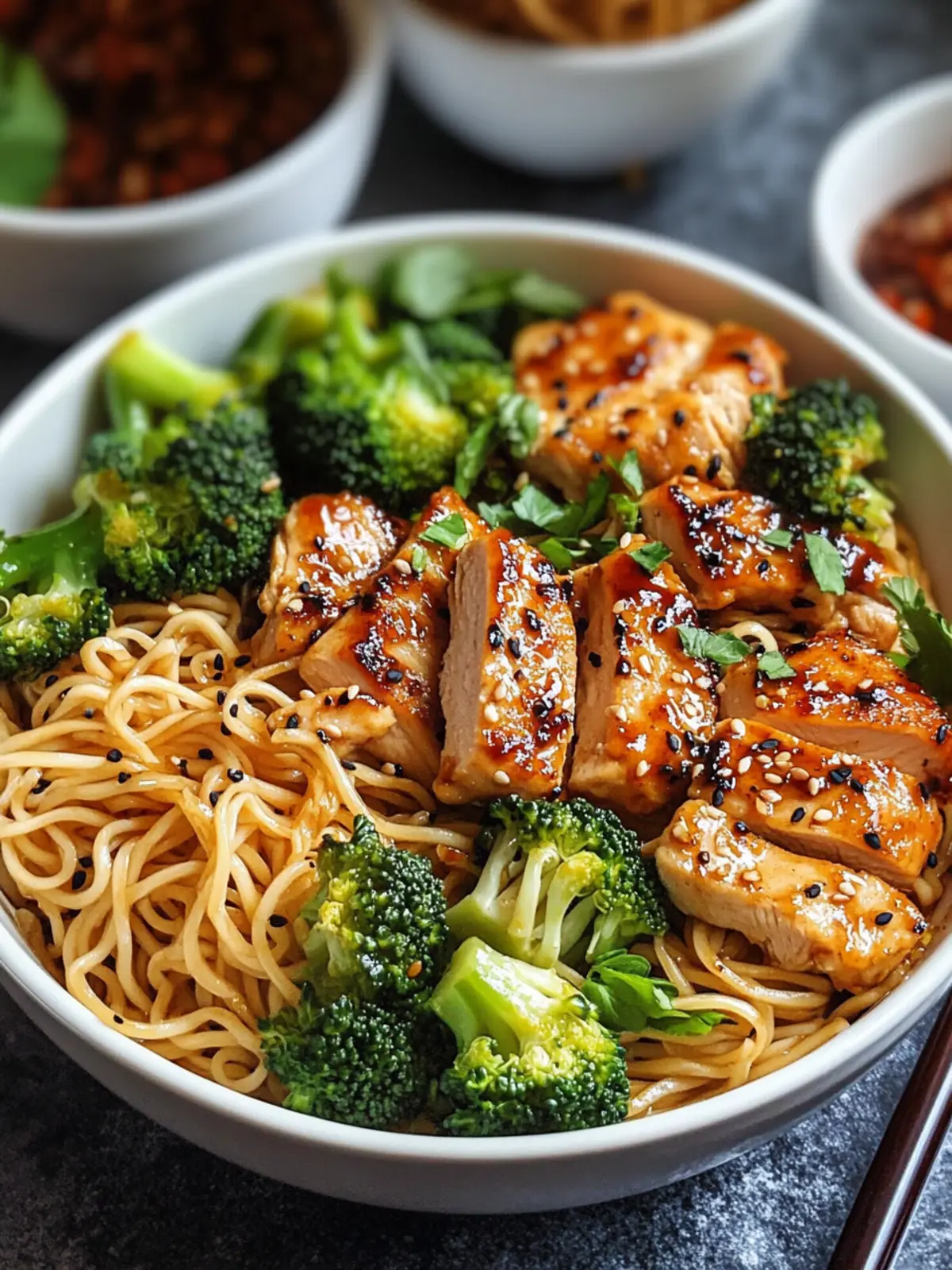 Spicy Garlic Chicken and Broccoli Noodle Bowls: Quick & Flavorful! 4 Spicy Garlic Chicken and Broccoli Noodle Bowls