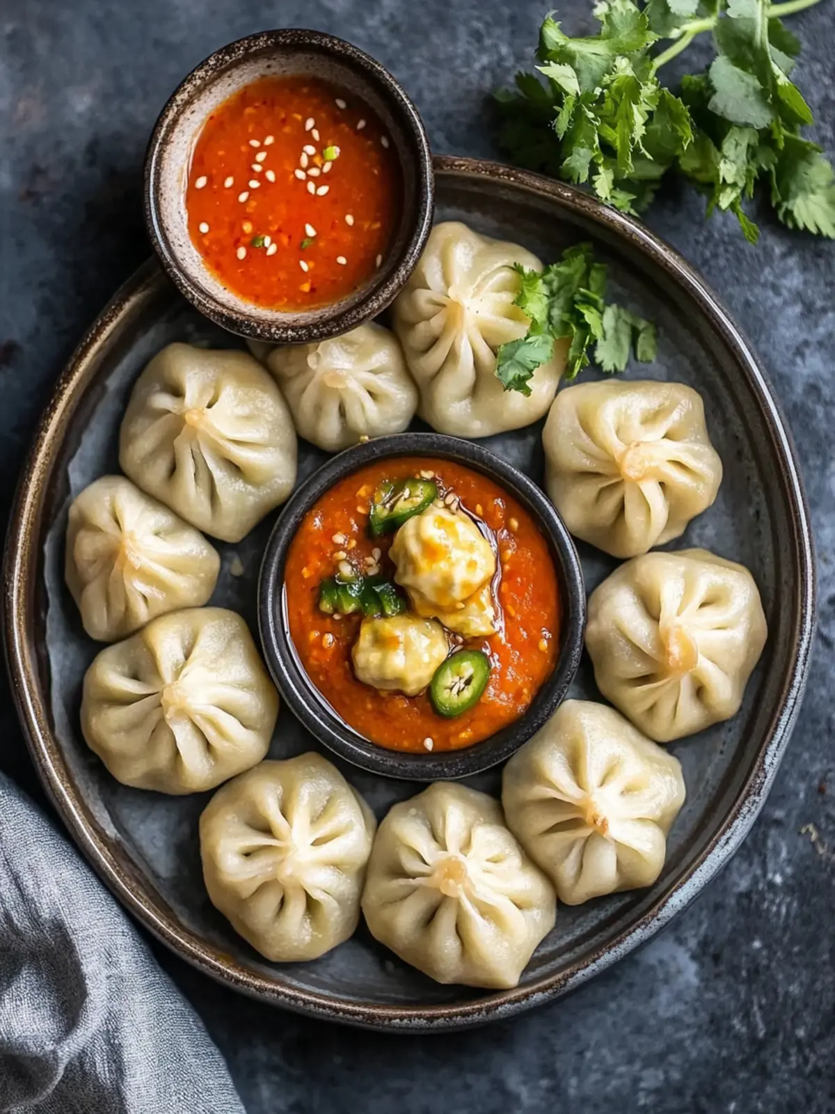 Savor Homemade Tibetan Vegetable Momos with Tangy Chutney 2 Tibetan Vegetable Momos with Spicy Sesame Tomato Chutney