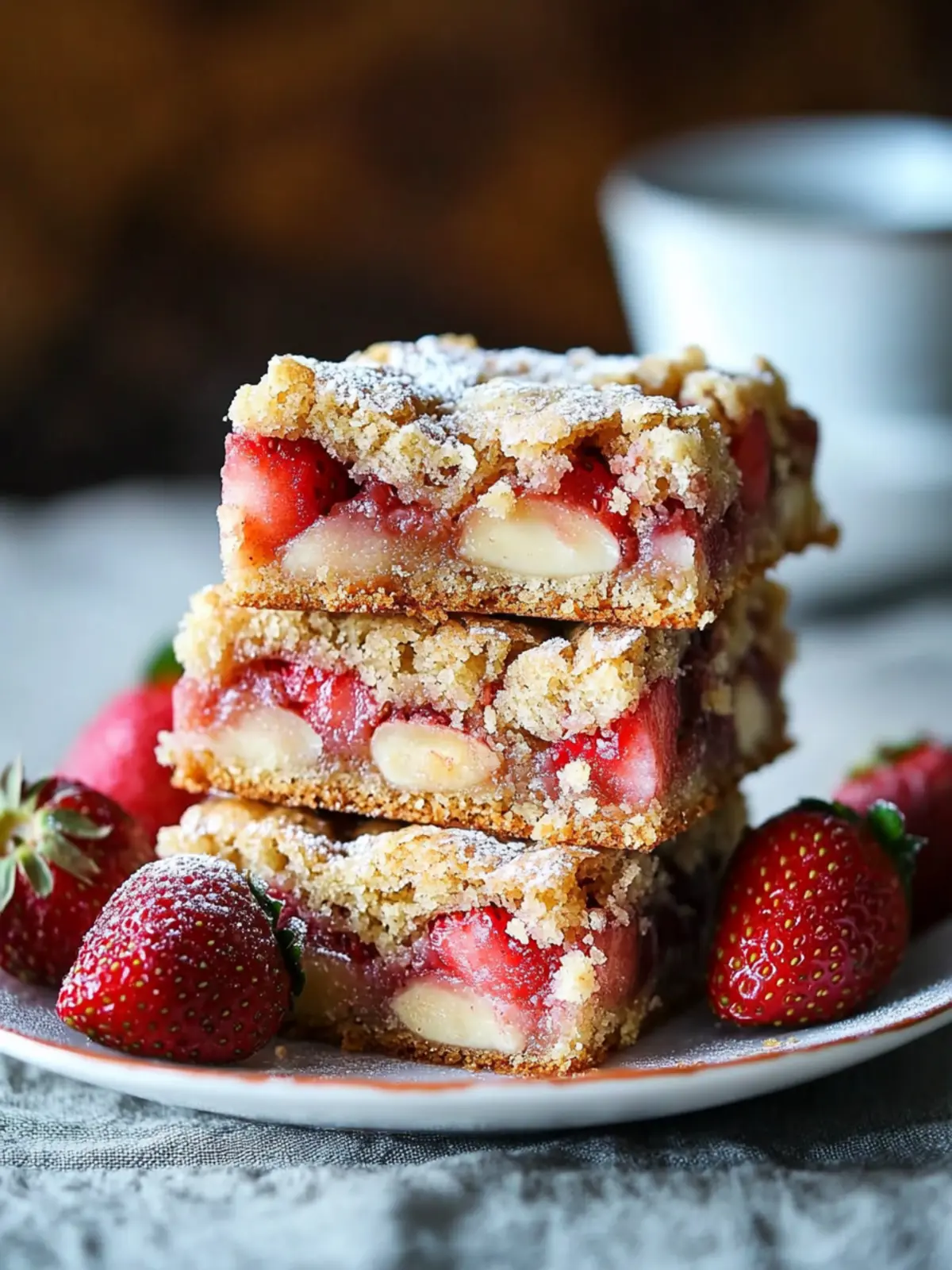 Strawberry Almond Blondies - Irresistible Homemade Delight 3 Strawberry almond blondies