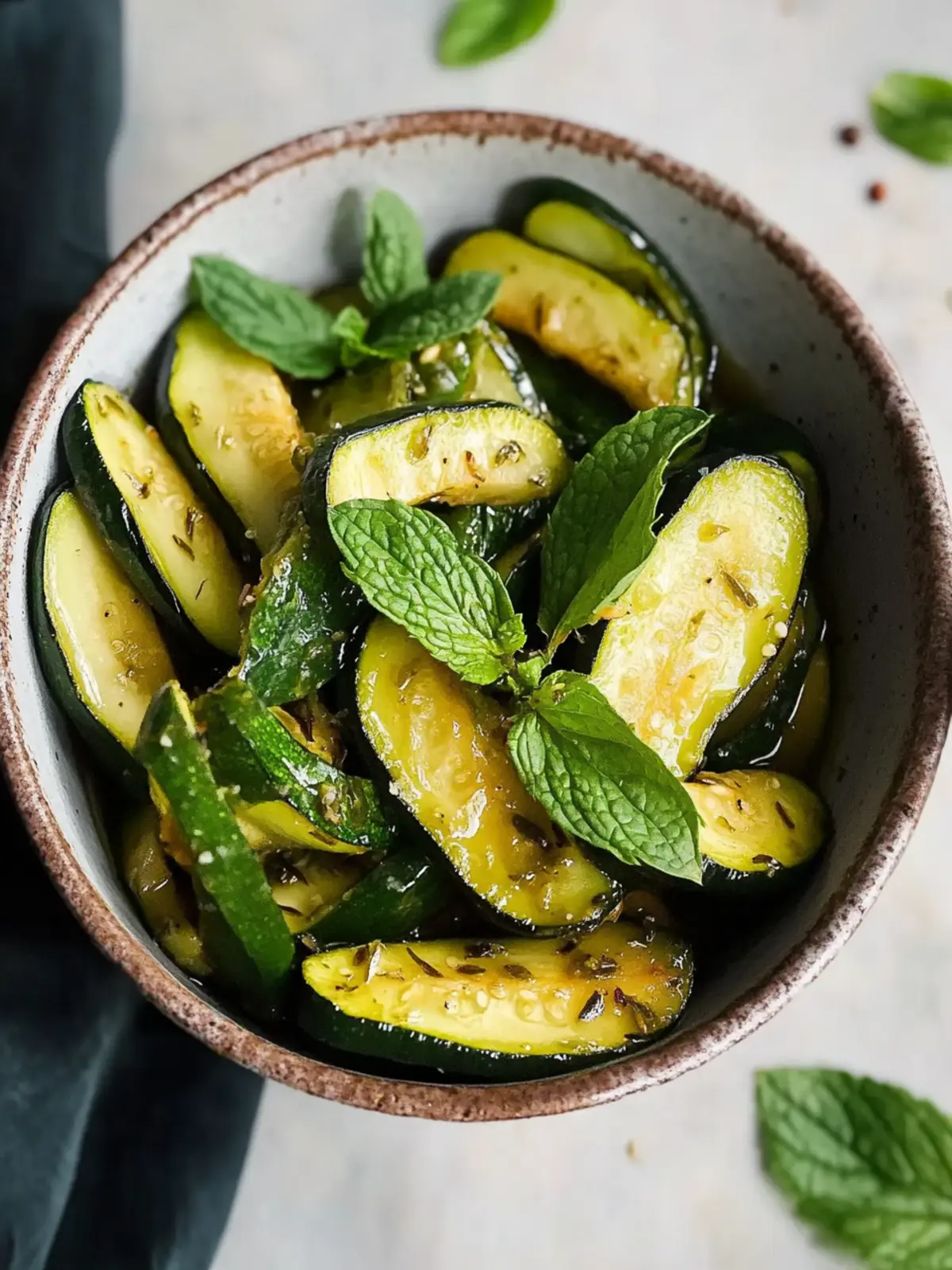 Marinated Zucchini with Mint and Thai Basil – A Summer Delight 4 Marinated Zucchini with Mint and Thai Basil