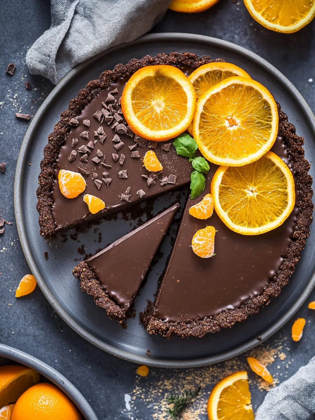 Decadent Vegan Chocolate Orange Tart That's No-Bake and GF 3 Chocolate Orange Tart (Healthy, Vegan, GF)