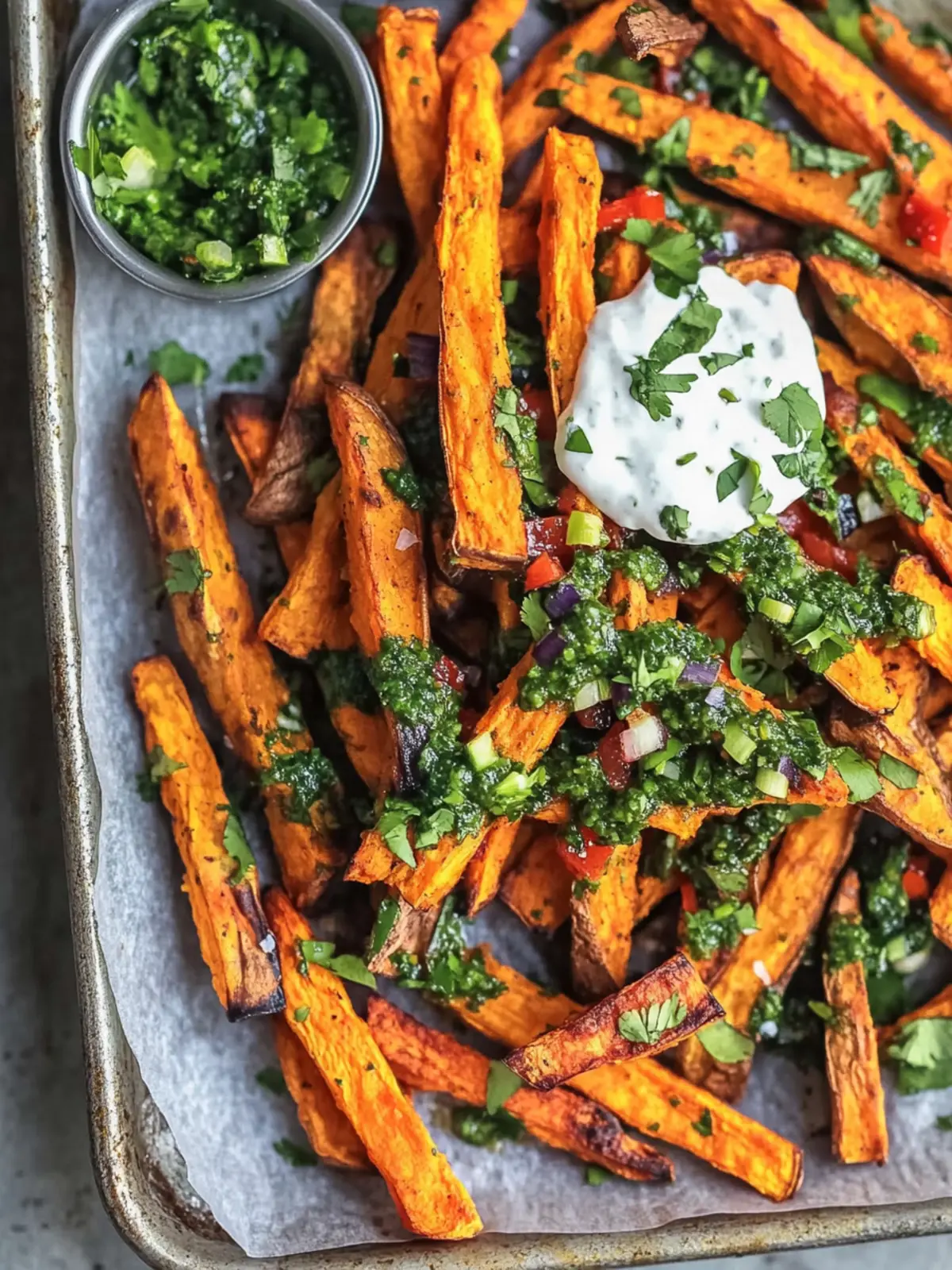 Chimichurri Loaded Sweet Potato Fries: A Satisfying Vegan Treat 4 Chimichurri Loaded Sweet Potato Fries