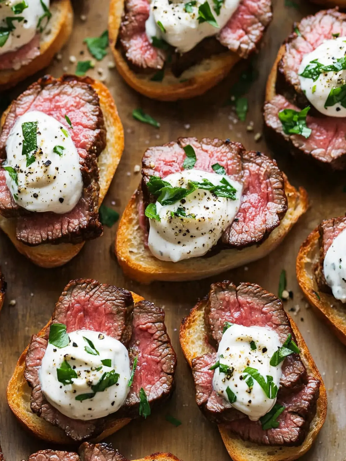 Irresistible Steak Crostini with Zesty Horseradish Cream 5 Steak Crostini with Horseradish Cream