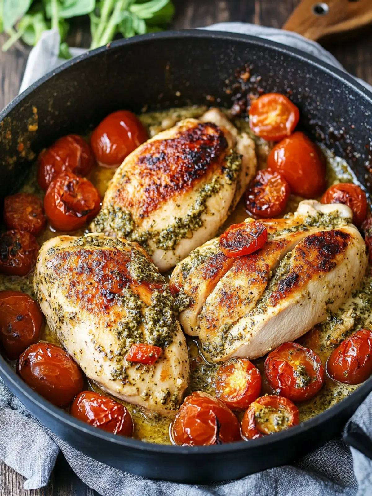 Creamy Pesto Chicken with Roasted Tomatoes for a Cozy Dinner 2 Creamy Pesto Chicken with Roasted Tomatoes