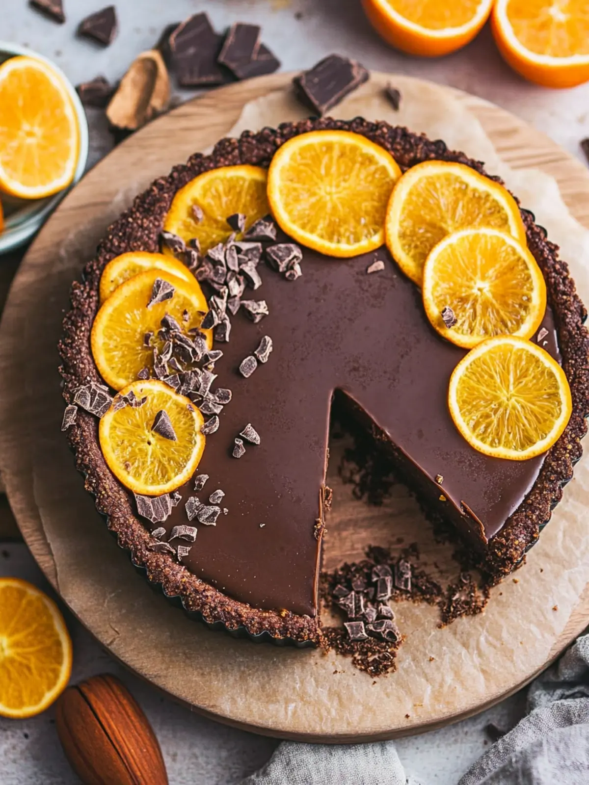 Decadent Vegan Chocolate Orange Tart That's No-Bake and GF 4 Chocolate Orange Tart (Healthy, Vegan, GF)