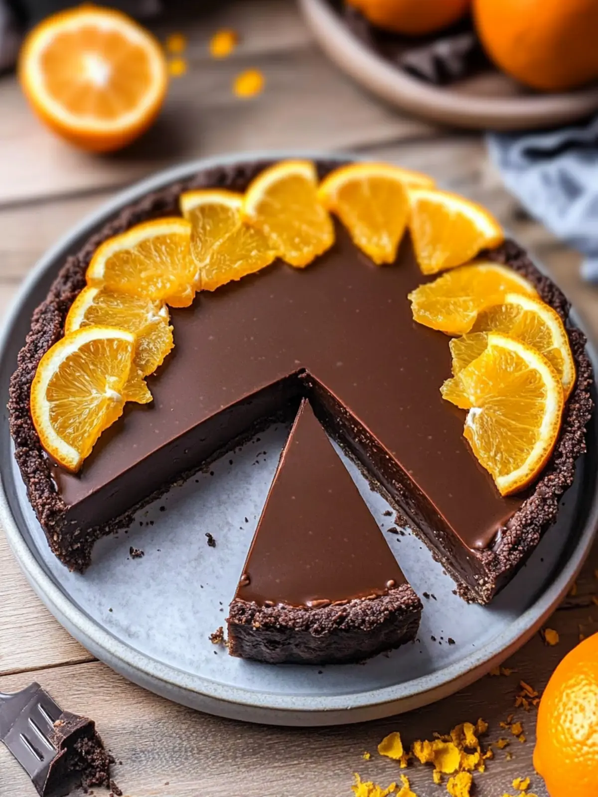 Decadent Vegan Chocolate Orange Tart That's No-Bake and GF 2 Chocolate Orange Tart (Healthy, Vegan, GF)