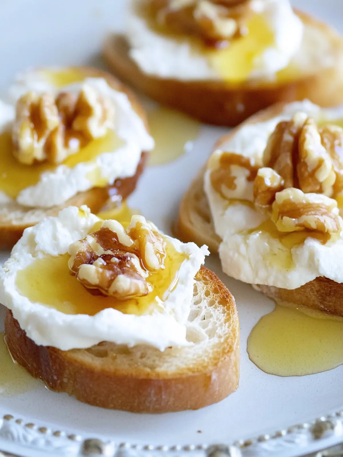 Delicious Goat Cheese Toasts with Honey and Walnuts Magic 5 Goat Cheese Toasts