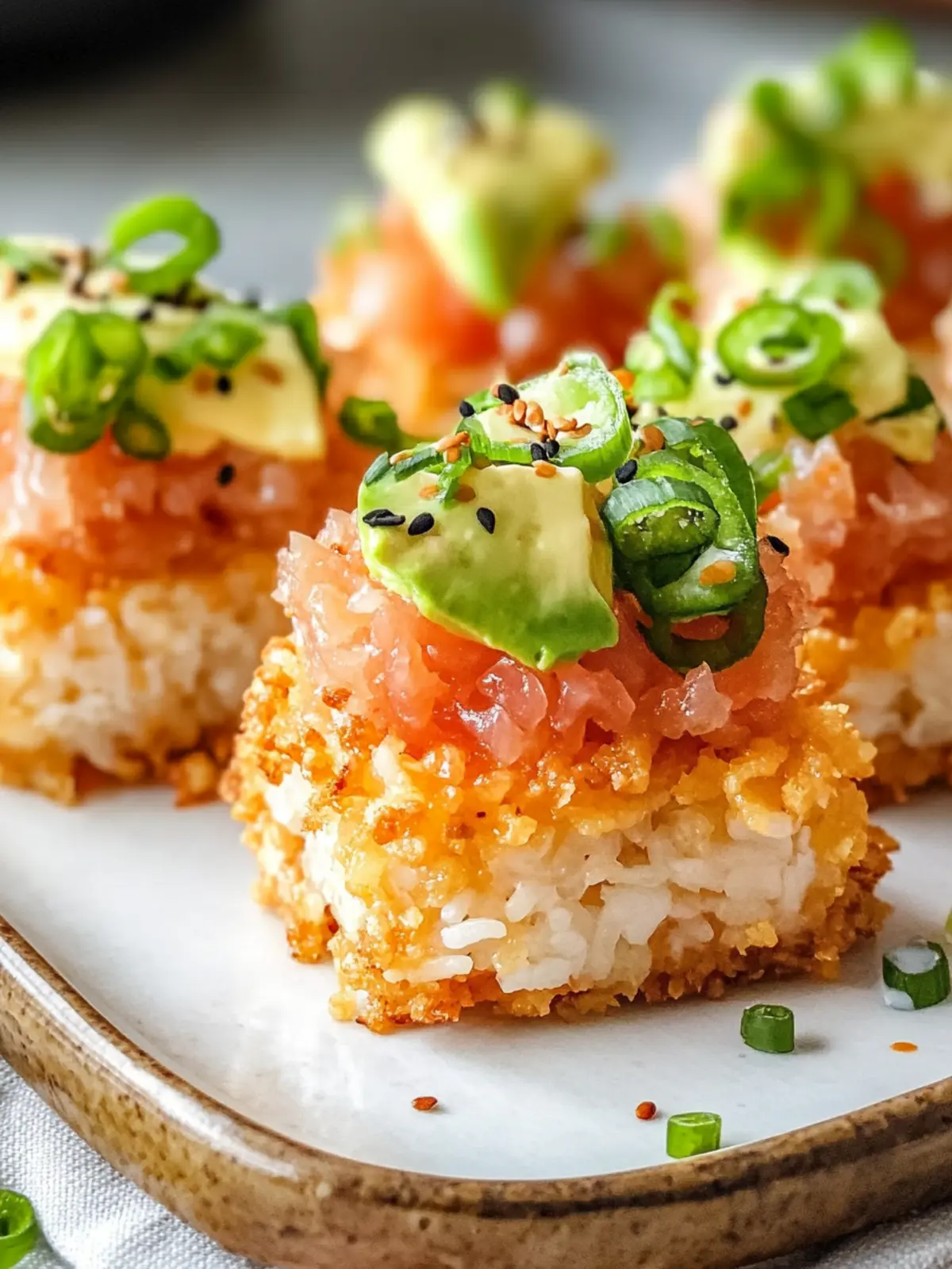 Savory Spicy Tuna Crispy Rice Bites: A Nobu Copycat Delight 3 Spicy Tuna Crispy Rice (Nobu Copycat)