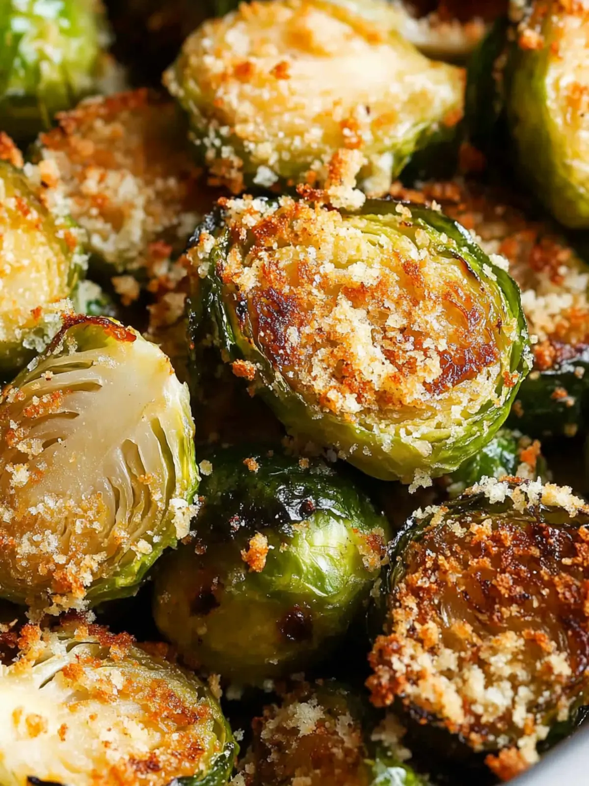 Savory Roasted Brussels Sprouts with Garlic Parmesan Crunch 5 Roasted Brussels Sprouts with Garlic Parmesan Bread Crumbs