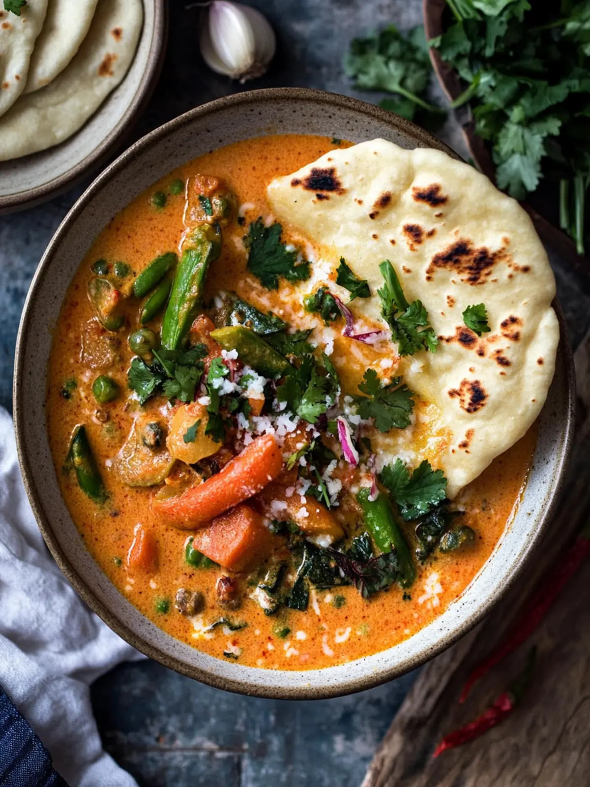 Cozy Winter Vegetable Coconut Curry with Garlic Butter Naan 2 Winter Vegetable Coconut Curry with Garlic Butter Naan