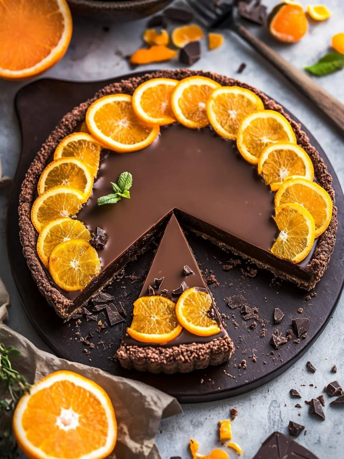 Decadent Vegan Chocolate Orange Tart That's No-Bake and GF 5 Chocolate Orange Tart (Healthy, Vegan, GF)