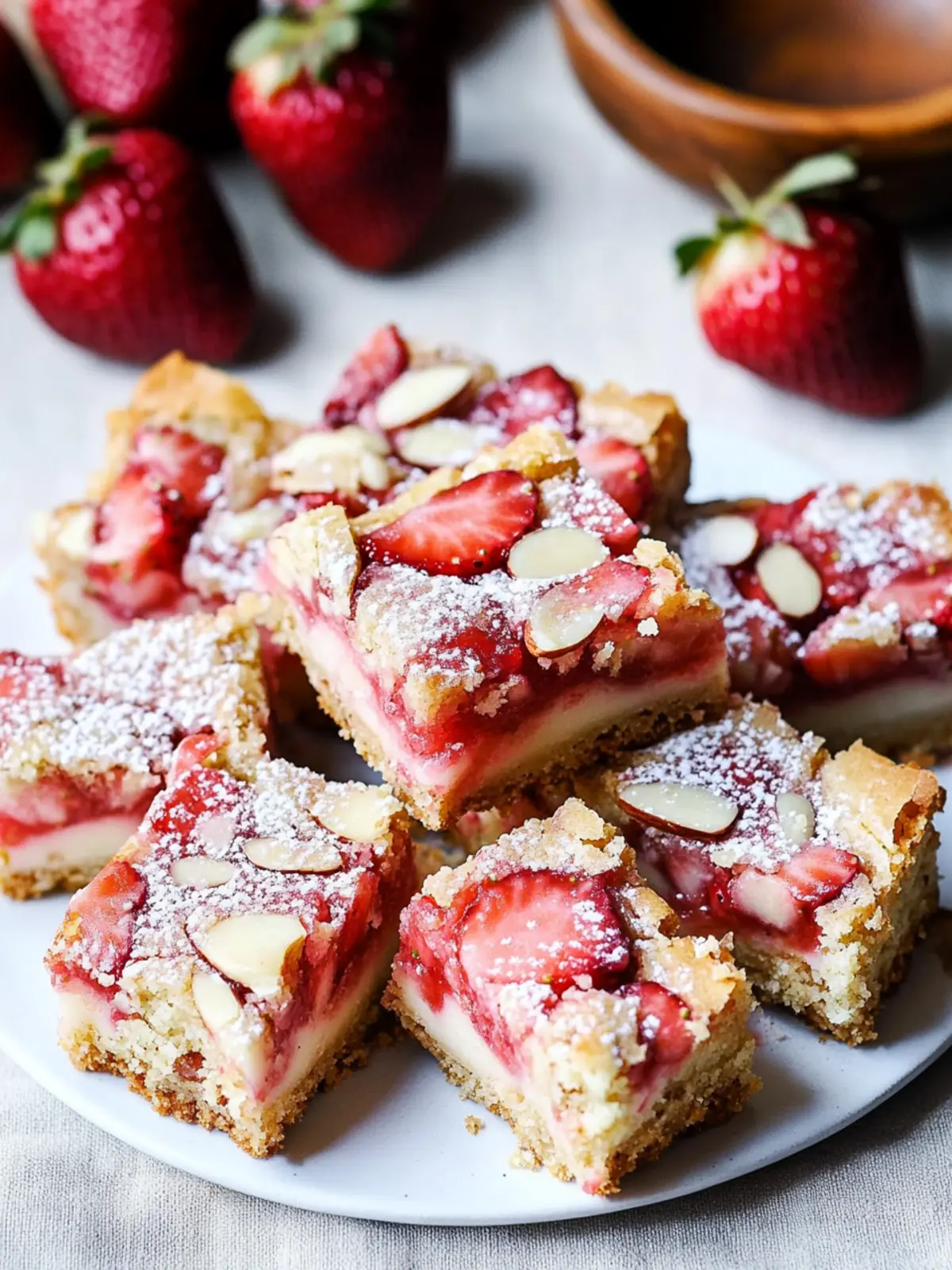 Strawberry Almond Blondies - Irresistible Homemade Delight 4 Strawberry almond blondies