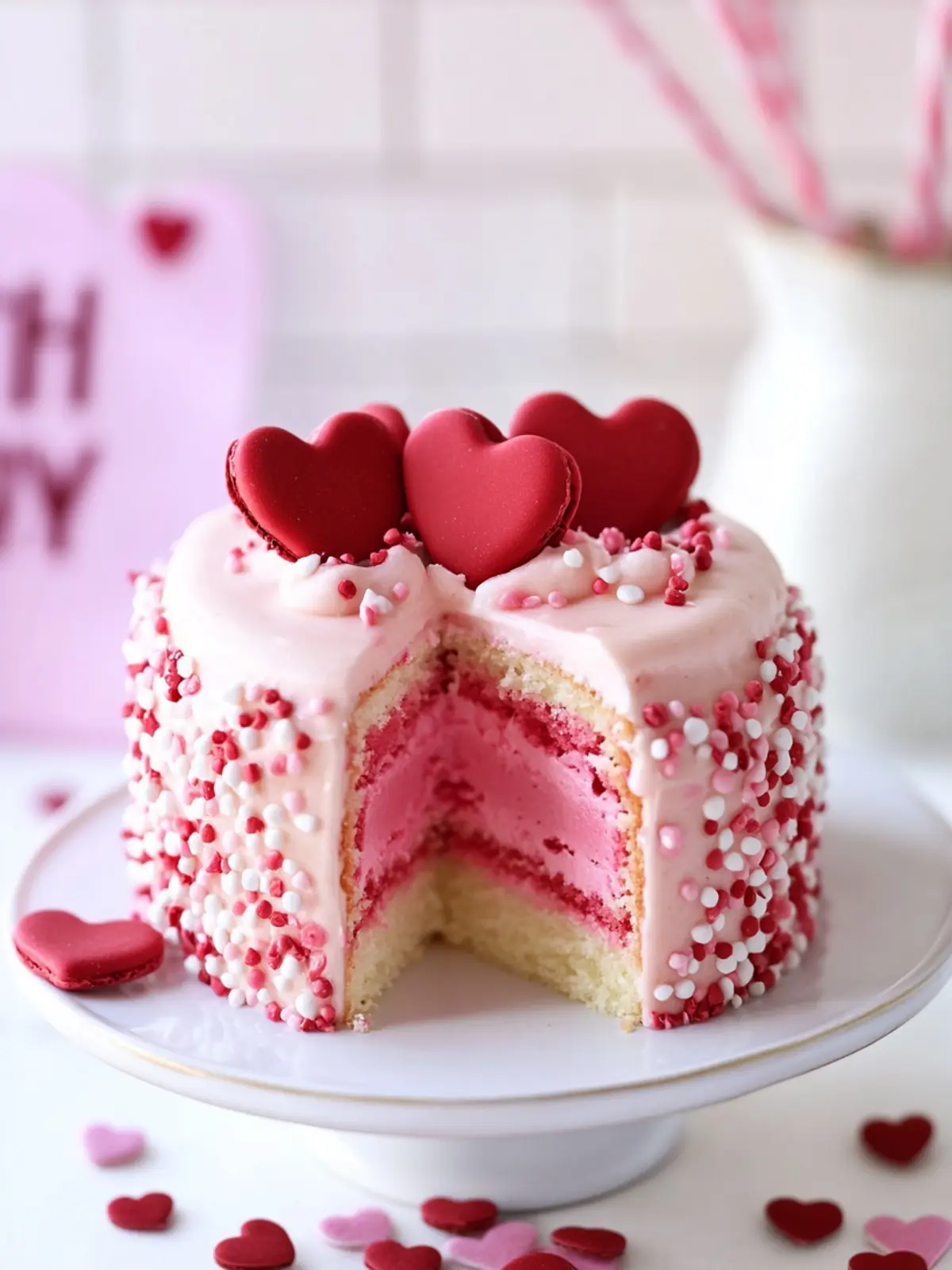 Mini Valentine’s Day Cake with a Sweet Candy Surprise 3 Mini Valentine’s Day Cake