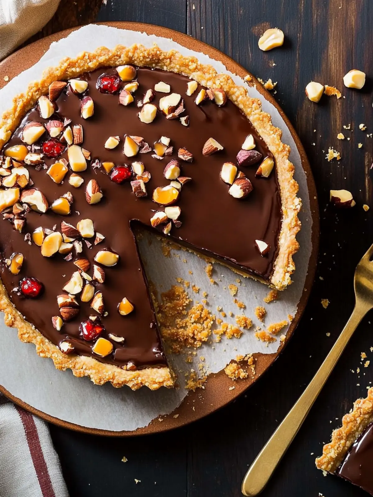 Indulge in Rich Chocolate Hazelnut Caramel Tart Bliss 4 Chocolate, Hazelnut & Caramel Tart