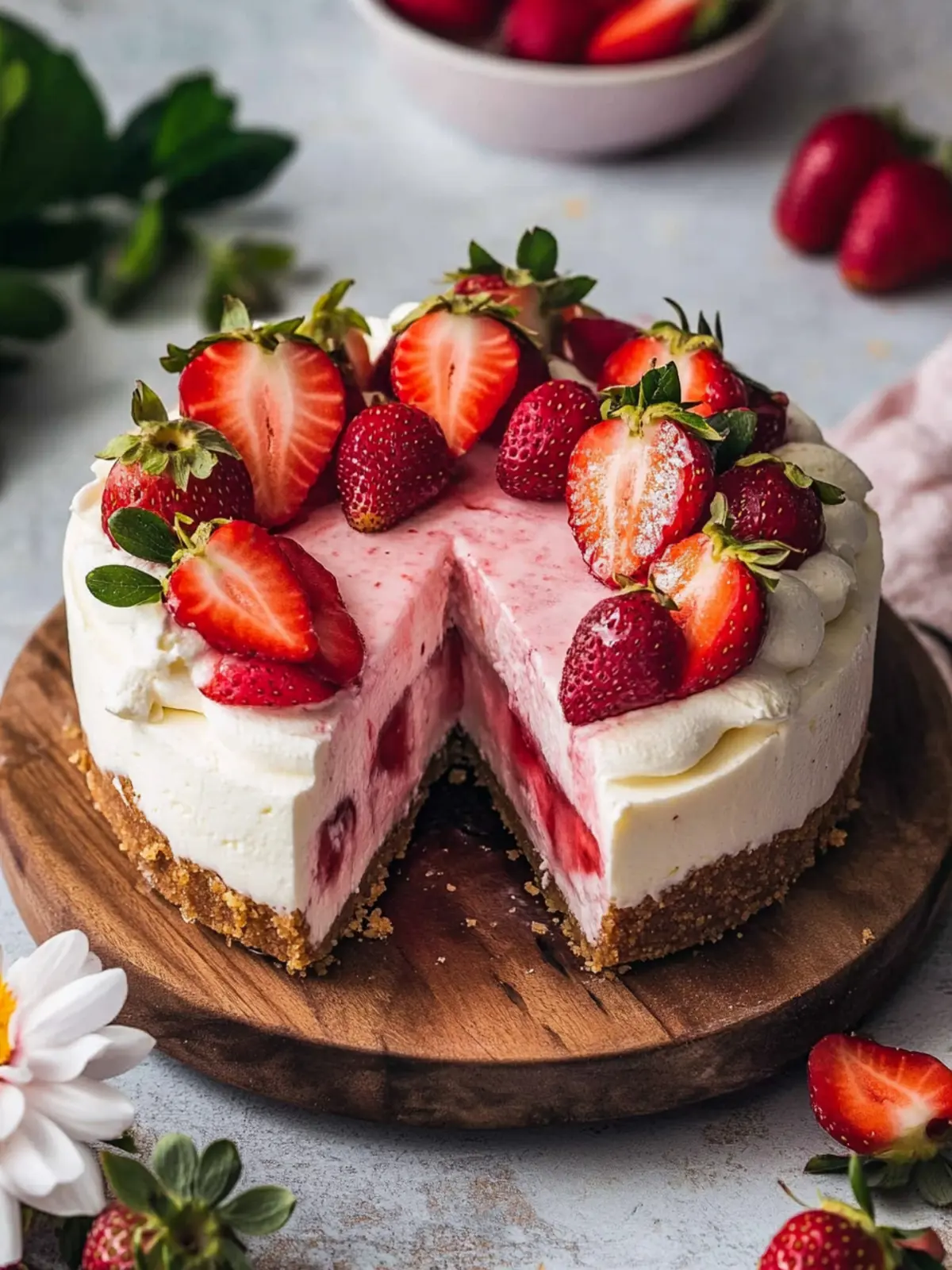 Heavenly Strawberry Cheesecake with White Chocolate Bliss 5 Strawberry Cheesecake