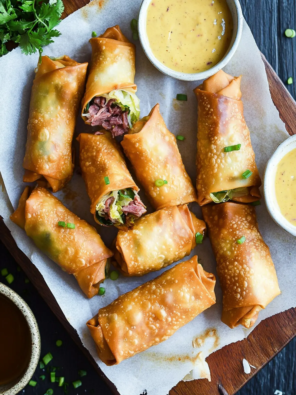 Crispy Corned Beef and Cabbage Egg Rolls with Beer Mustard 4 Corned Beef and Cabbage Egg Rolls with Homemade Beer Mustard