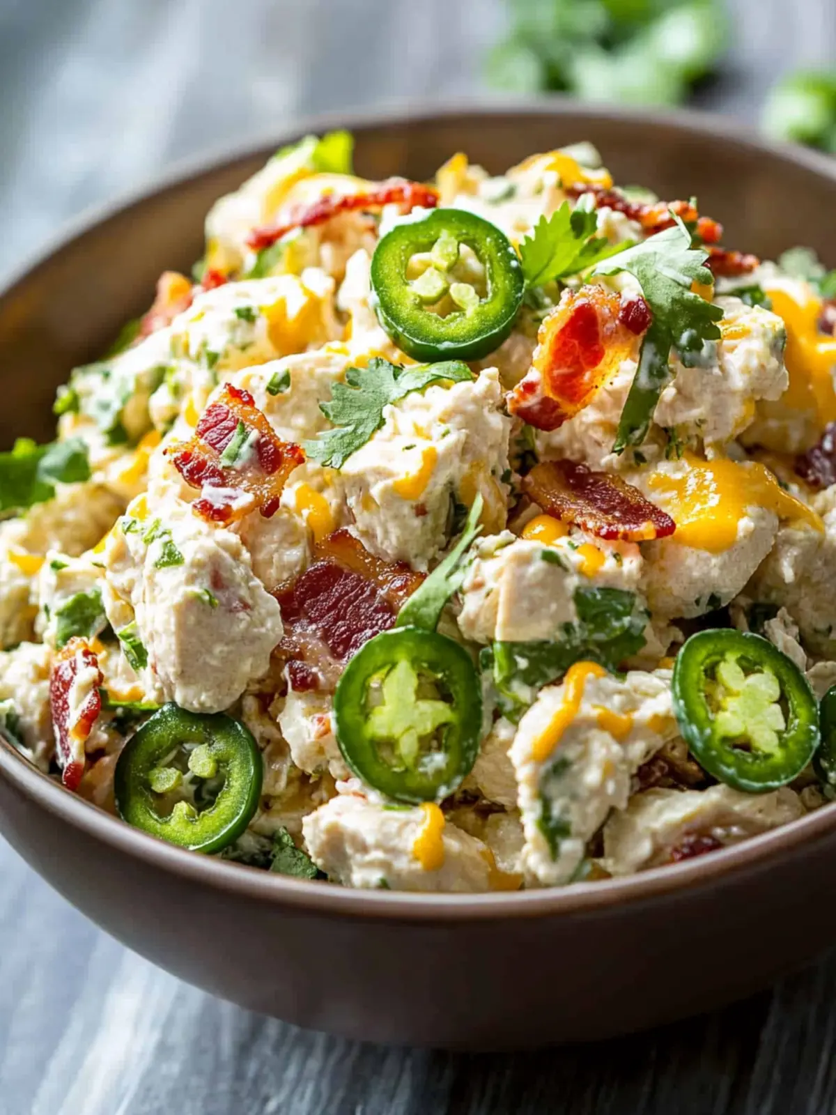 High Protein Jalapeño Popper Chicken Salad for Flavorful Meals 3 High Protein Jalapeno Popper Chicken Salad Recipe – Low Carb Chicken Salad with Bacon, Cheese & Jalapeños