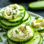 Crispy Cucumber Slices with Herb and Garlic Cheese Delight 5 Cucumber slices With Herb And Garlic Cheese