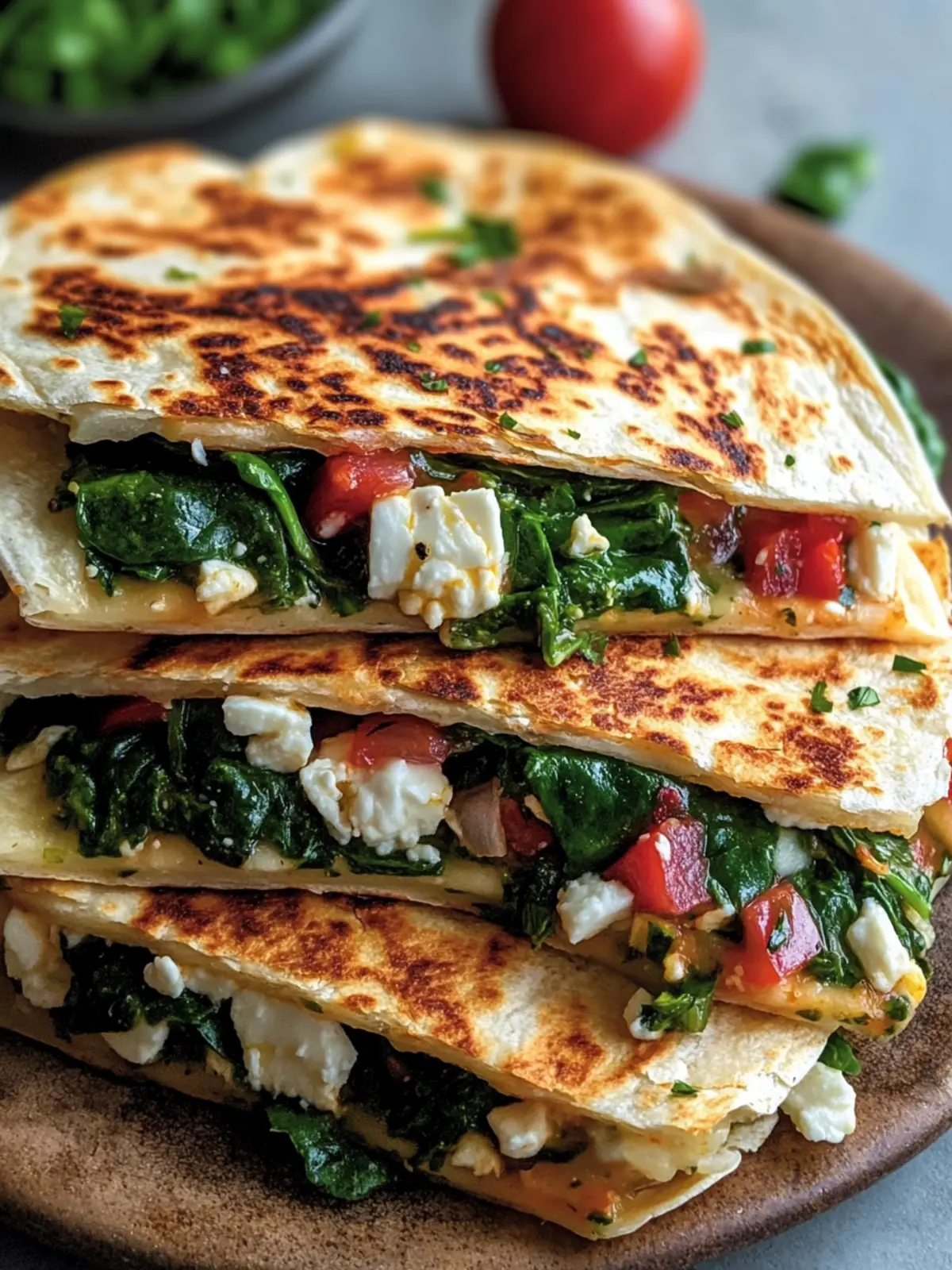 Delicious Mediterranean Quesadillas with Spinach and Feta 2 Mediterranean Quesadillas with Spinach, Feta, Mozzarella, and Red Onion