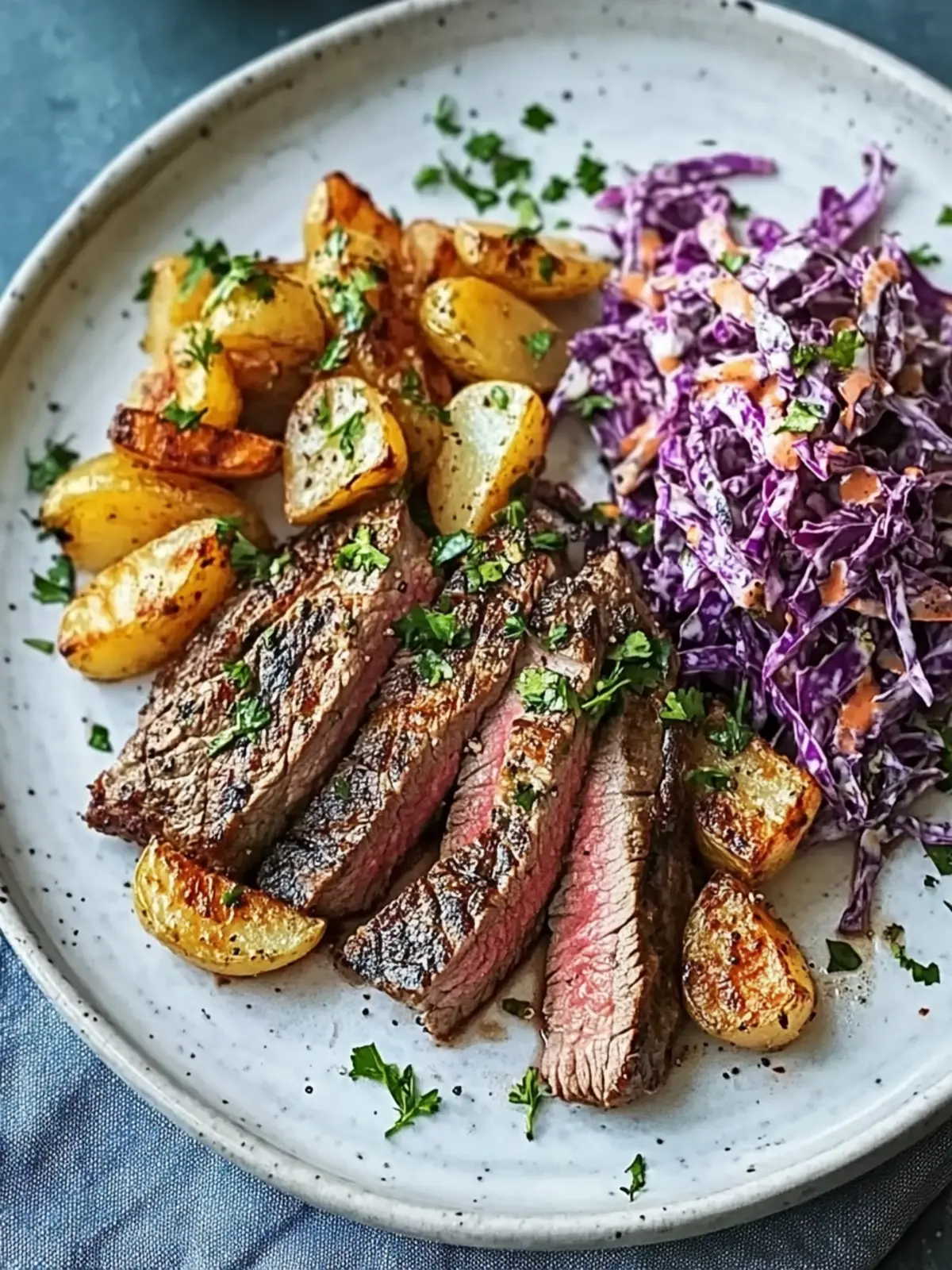 Smoky Steak with Cajun Potatoes & Spicy Slaw for Two Delight 3 Smoky steak with Cajun potatoes & spicy slaw