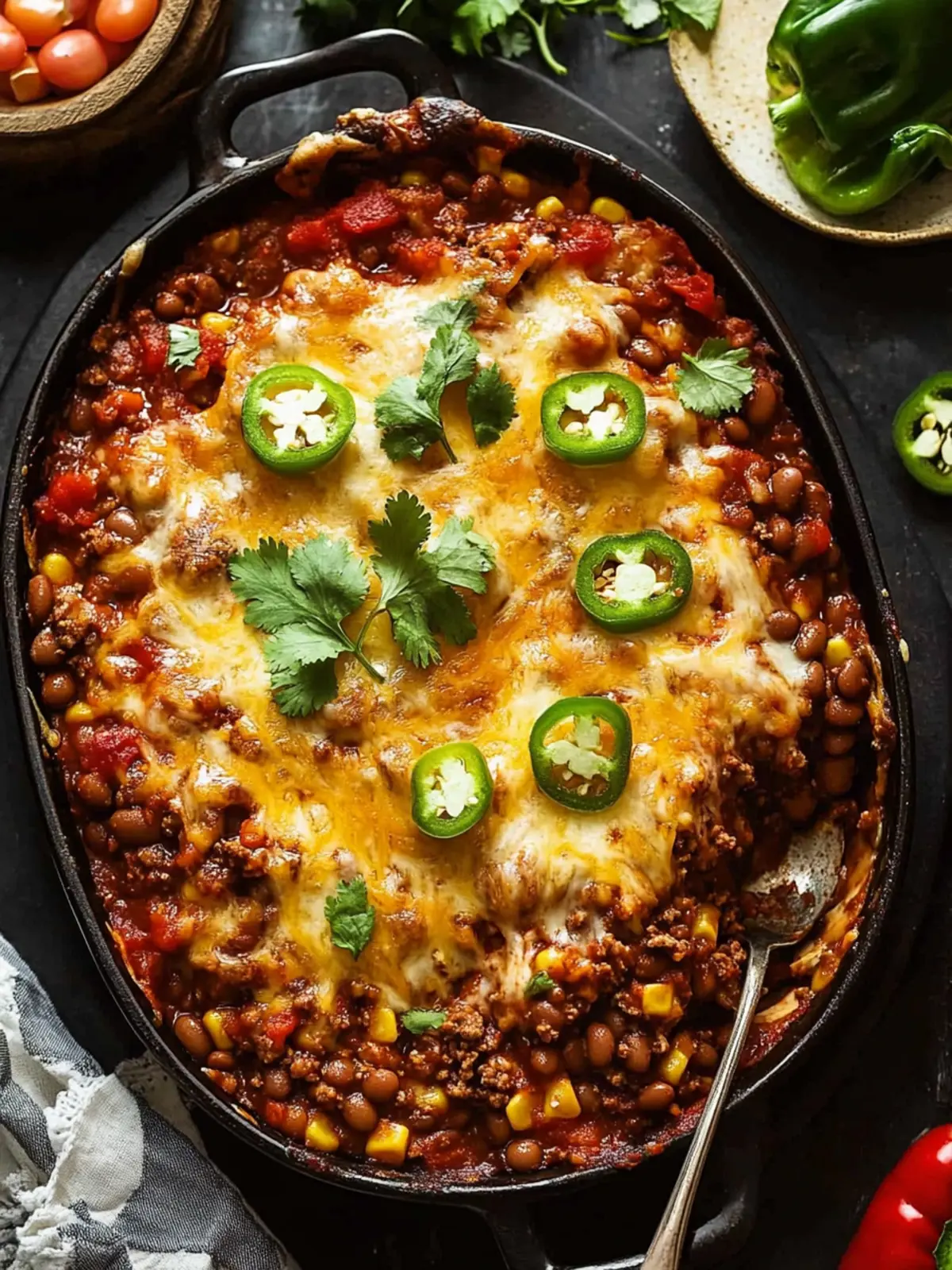 Cheesy Mexican Beef and Bean Bake for a Cozy Family Dinner 2 Cheesy Mexican beef and bean bake