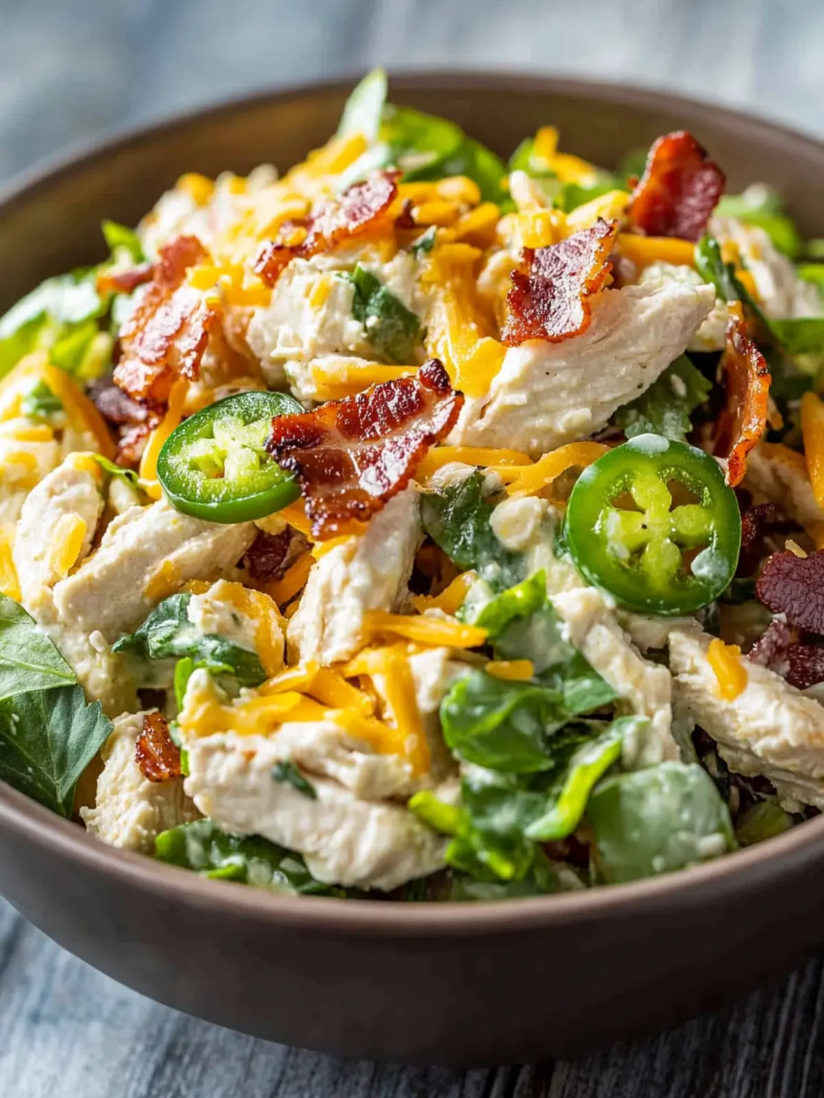 High Protein Jalapeño Popper Chicken Salad for Flavorful Meals 2 High Protein Jalapeno Popper Chicken Salad Recipe – Low Carb Chicken Salad with Bacon, Cheese & Jalapeños
