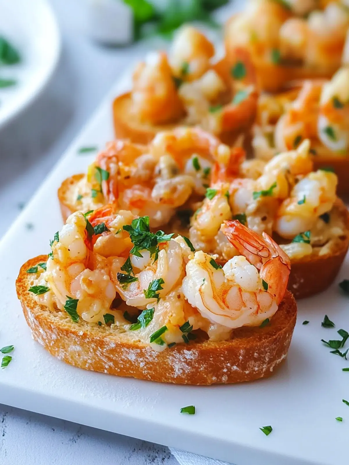Savory Easy Baked Shrimp Crostini with Creamy Sriracha Video 2 Easy Baked Shrimp Crostini (video)