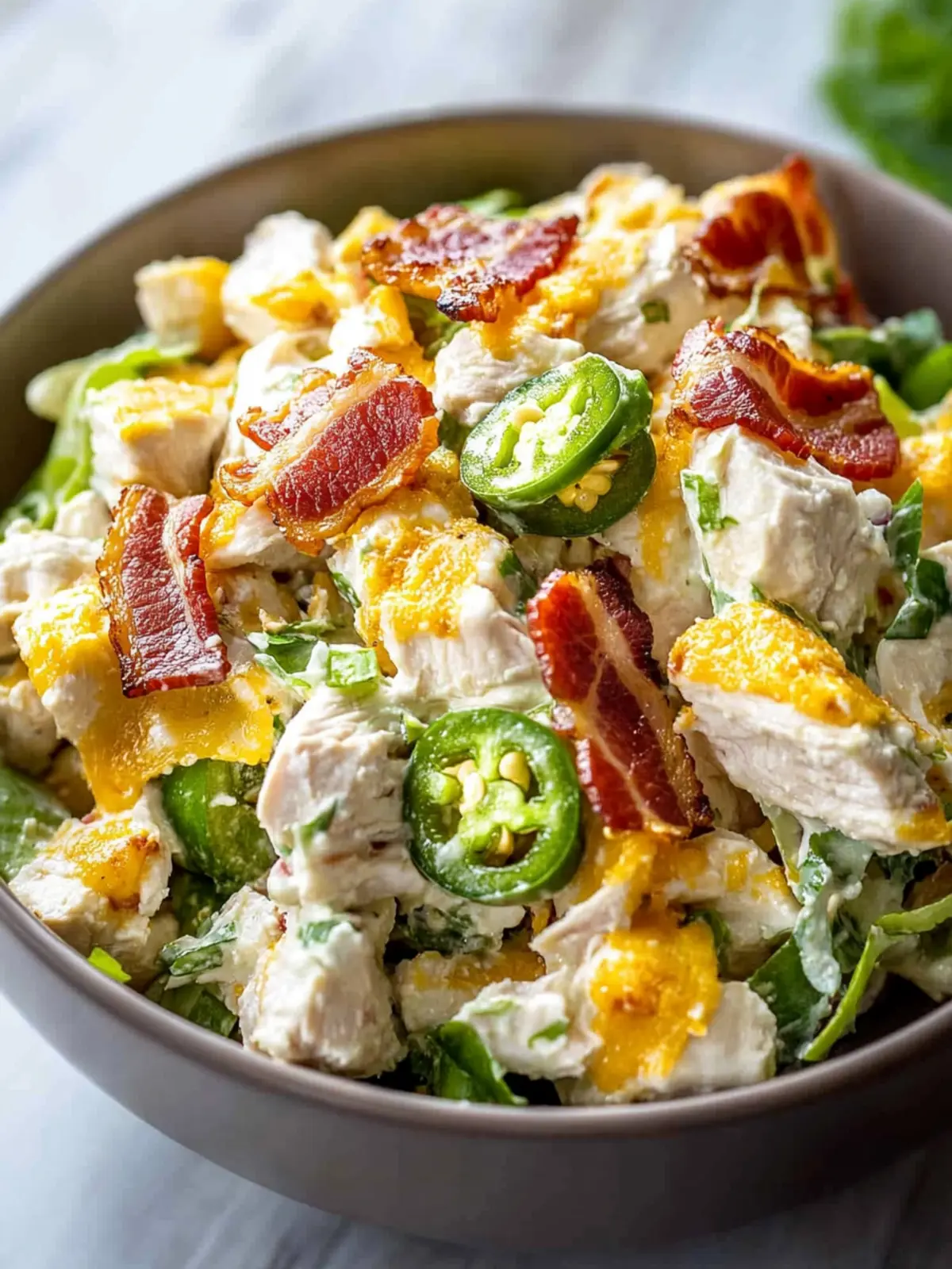 High Protein Jalapeño Popper Chicken Salad for Flavorful Meals 5 High Protein Jalapeno Popper Chicken Salad Recipe – Low Carb Chicken Salad with Bacon, Cheese & Jalapeños