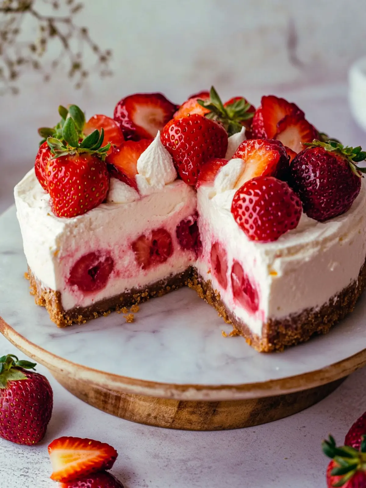Heavenly Strawberry Cheesecake with White Chocolate Bliss 4 Strawberry Cheesecake