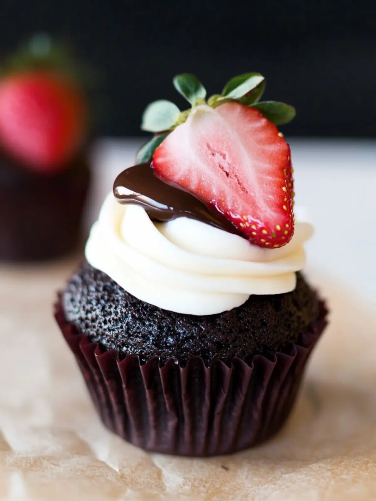 Decadent Dark Chocolate and Strawberry Cupcakes You'll Love 2 Dark Chocolate and Strawberry Cupcakes
