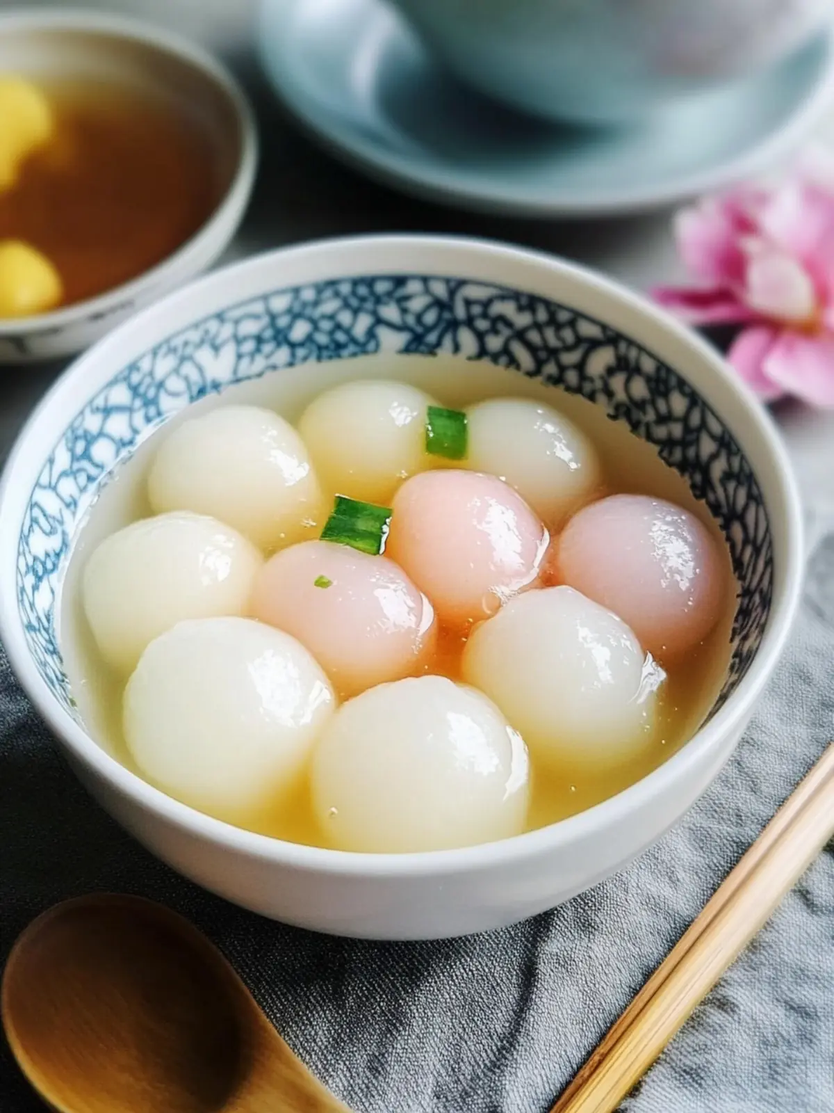 Delicious Tang Yuan (Glutinous Rice Balls) with Sweet Ginger Syrup 4 Tang Yuan (Glutinous Rice Balls) with Sweet Ginger Syrup