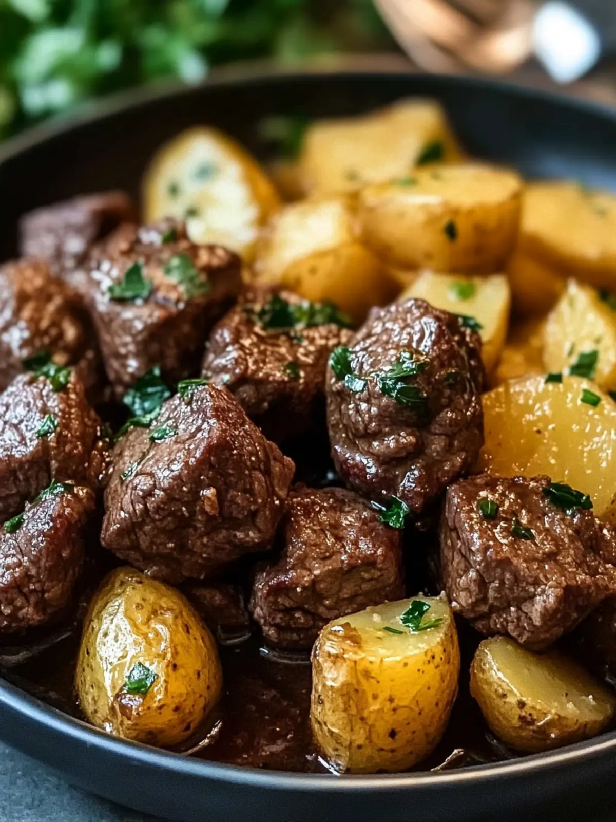 Garlic Butter Beef Bites & Potatoes Make a Cozy Dinner Delight 2 Garlic Butter Beef Bites & Potatoes make a perfect dinner