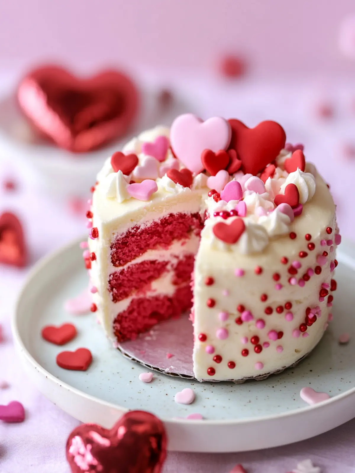 Mini Valentine’s Day Cake with a Sweet Candy Surprise 4 Mini Valentine’s Day Cake
