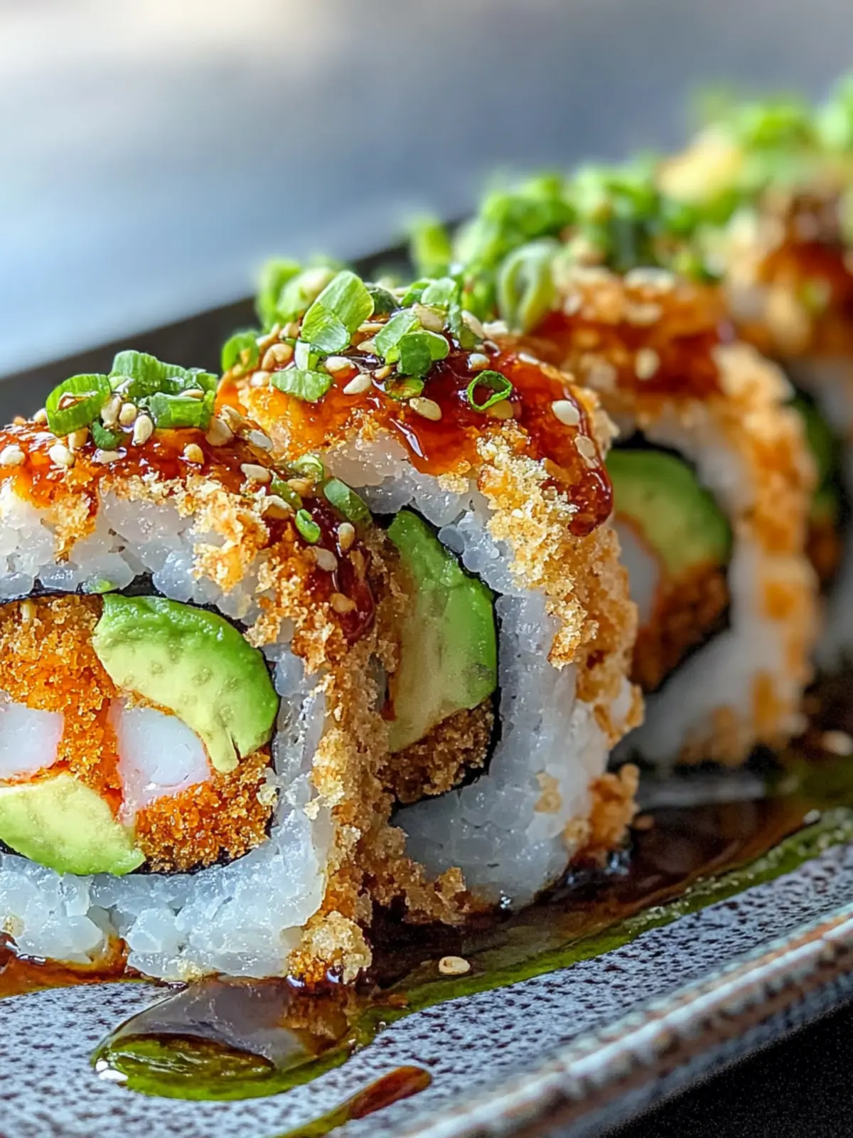 Spicy Baked Volcano Roll with Creamy Avocado Bliss 5 Spicy Baked Volcano Roll with Creamy Avocado and Crunchy Tempura Bits