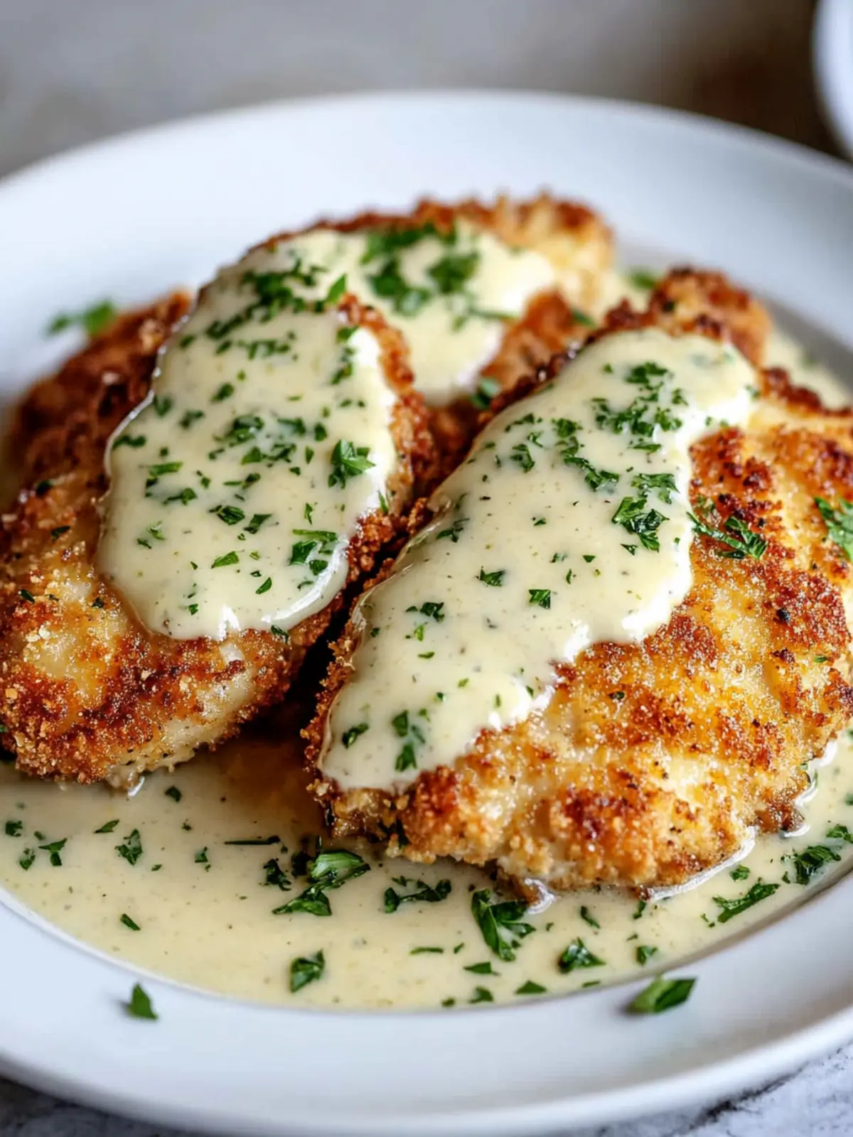Parmesan Crusted Chicken with Creamy Garlic Sauce – Dinner Bliss 3 Parmesan Crusted Chicken with Creamy Garlic Sauce – Easy Family Dinner Recipe