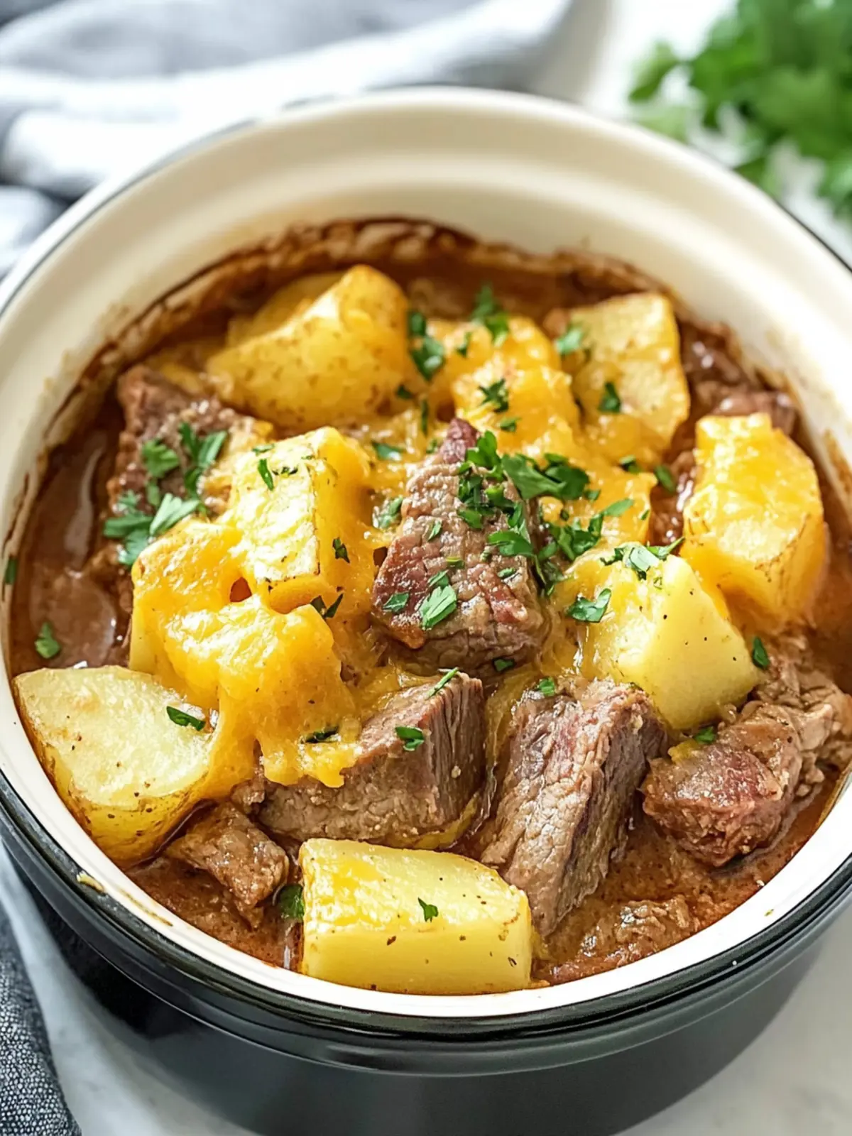 Slow Cooker Steak and Cheddar Potato Casserole Bliss 4 Slow Cooker Steak and Cheddar Potato Casserol