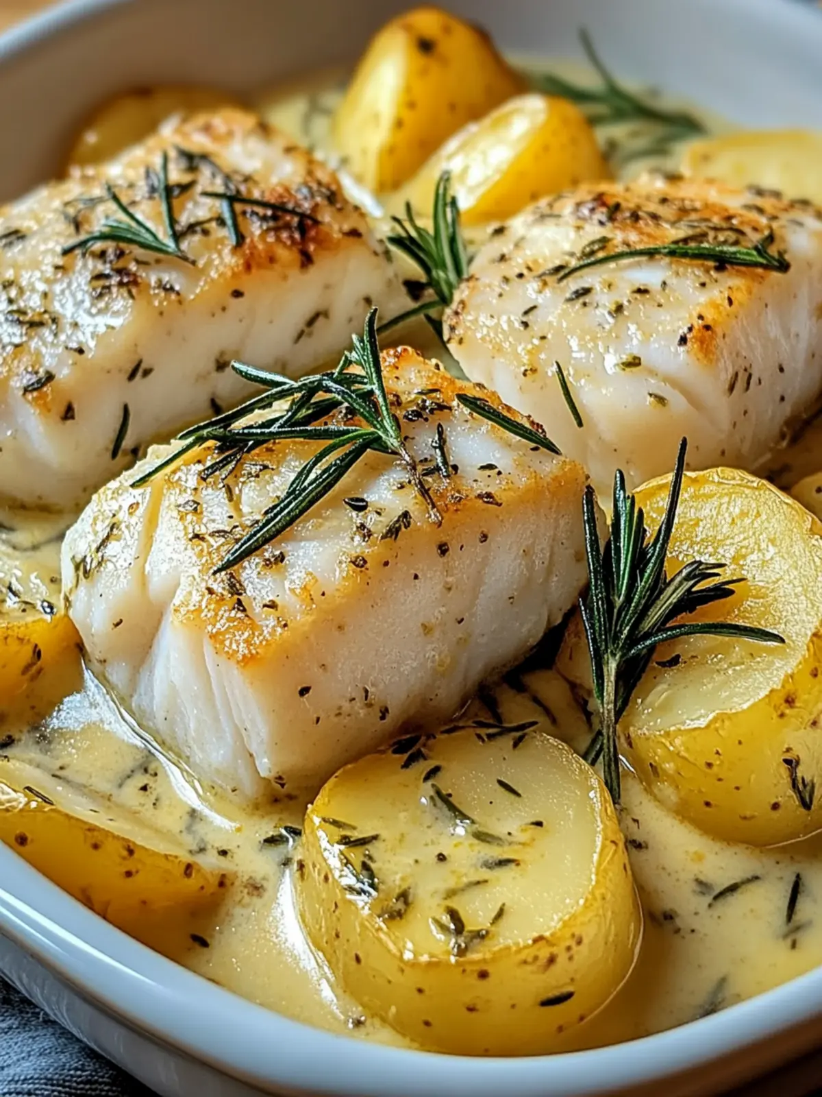 Cod & Potatoes in Rosemary Cream Sauce for Gourmet Comfort 5 Cod & Potatoes in Rosemary Cream Sauce