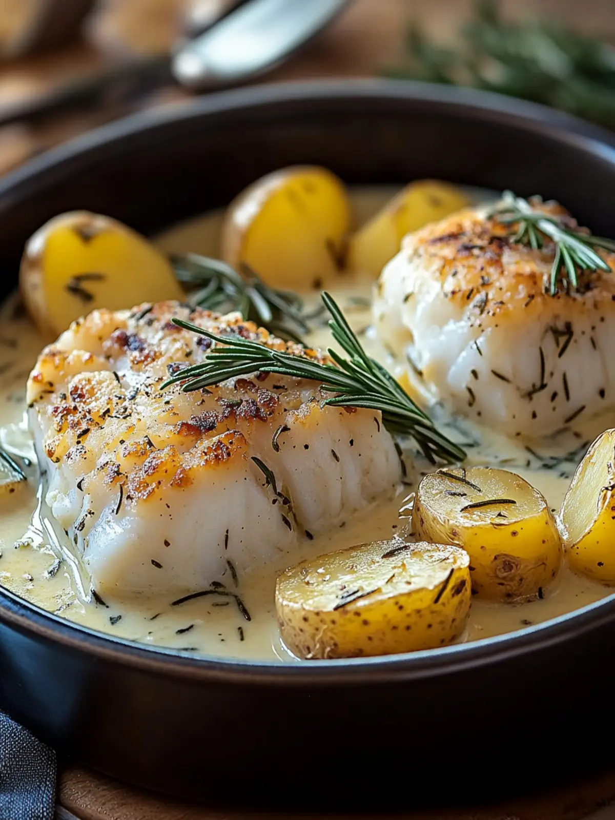 Cod & Potatoes in Rosemary Cream Sauce for Gourmet Comfort 3 Cod & Potatoes in Rosemary Cream Sauce