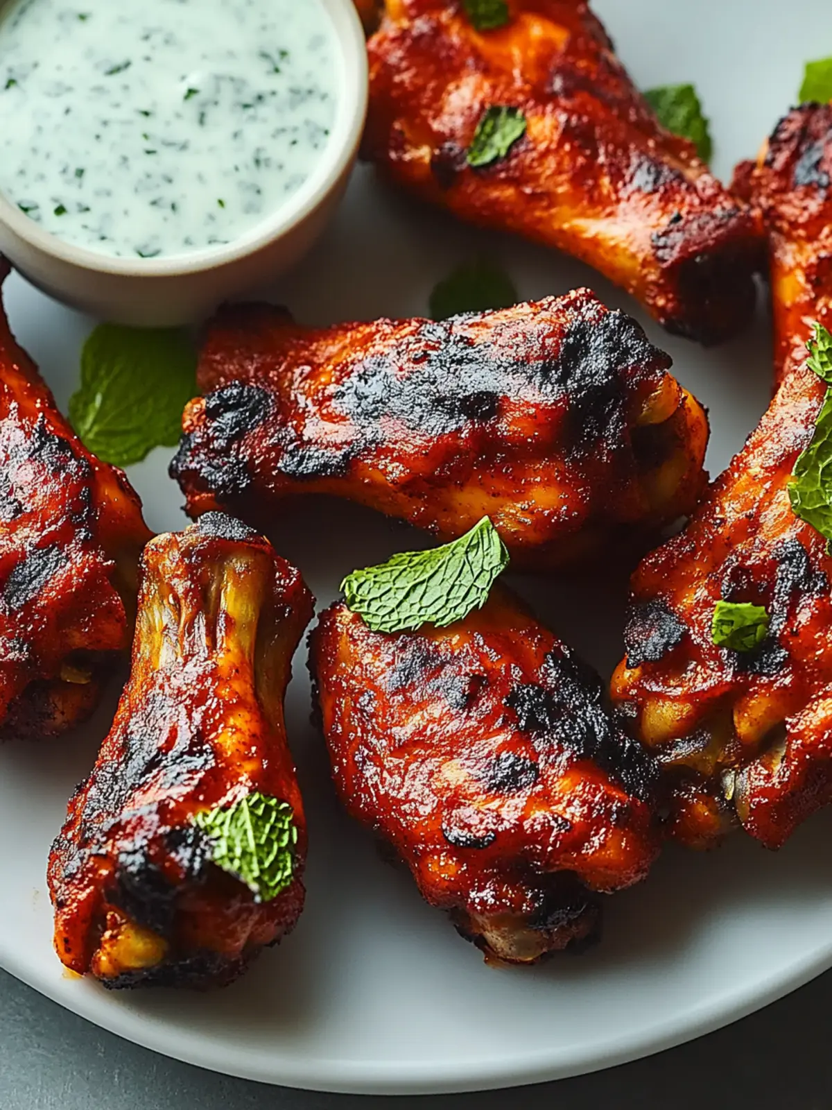 Savory Tandoori Chicken Wings with Mint Yogurt Dip Magic 3 Tandoori Chicken Wings with Cool Mint Yogurt Dipping Sauce