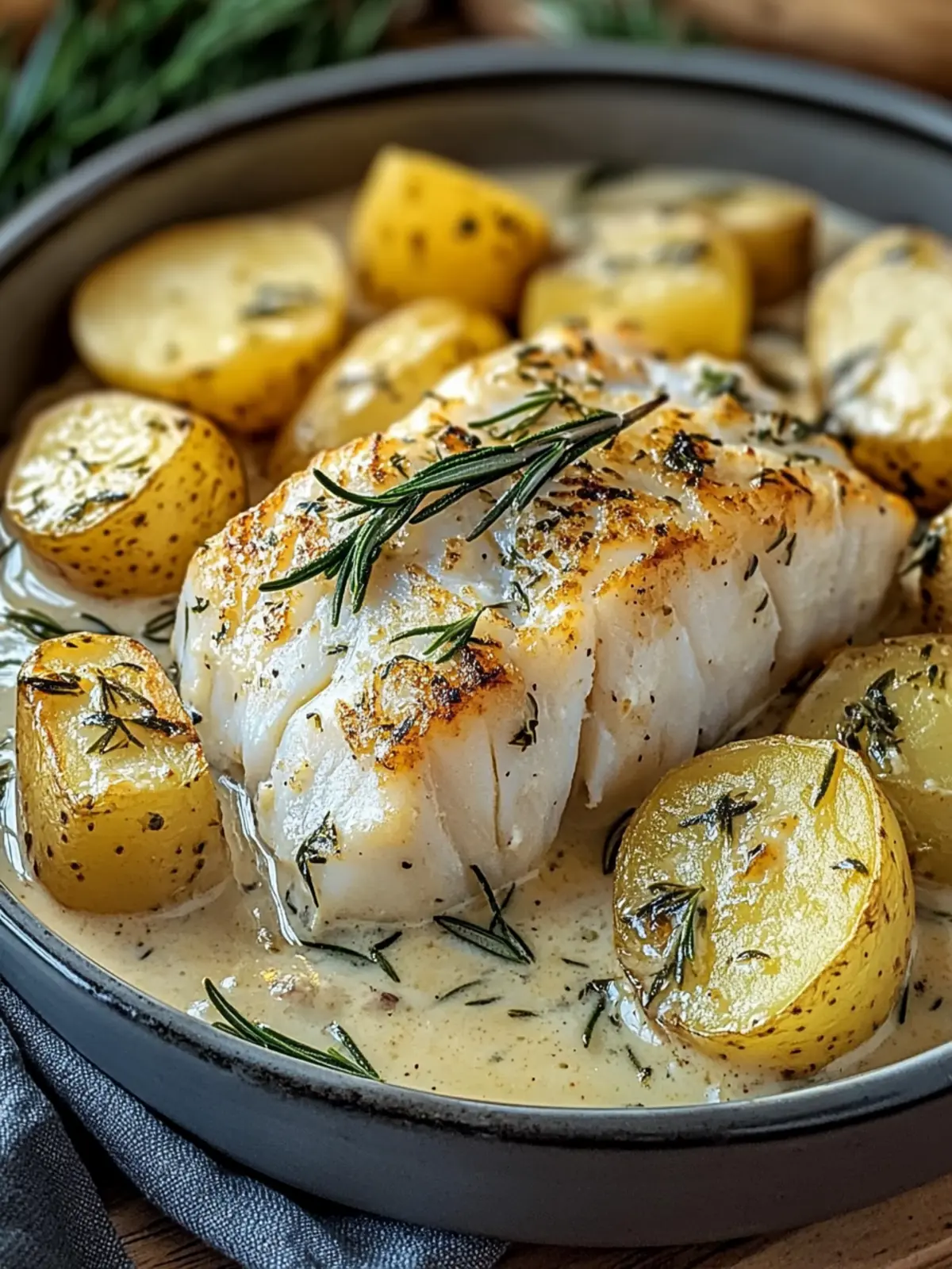 Cod & Potatoes in Rosemary Cream Sauce for Gourmet Comfort 4 Cod & Potatoes in Rosemary Cream Sauce