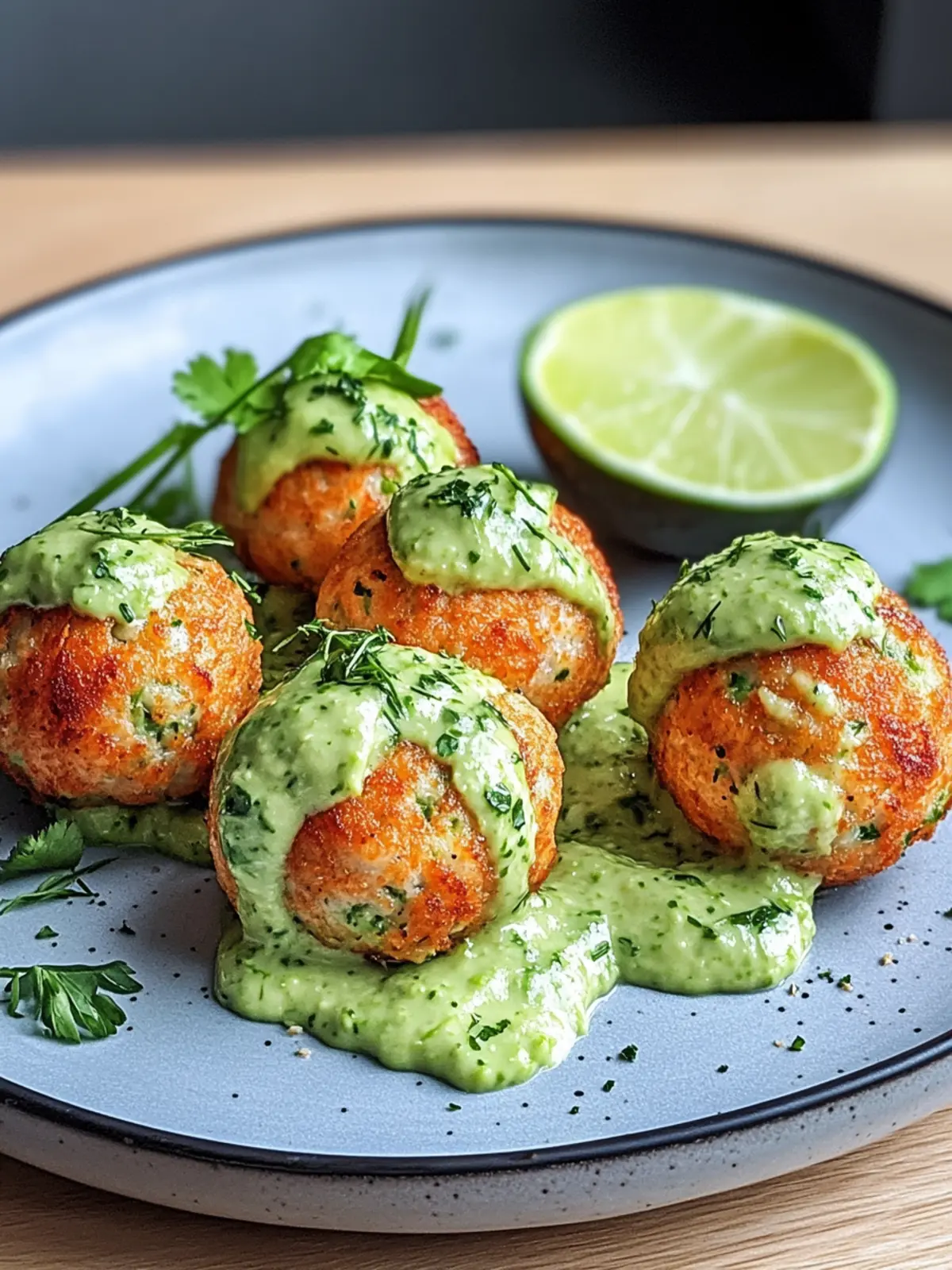 Savory Salmon Balls with Creamy Avocado Sauce Delight 4 Salmon Balls with Creamy Avocado Sauce