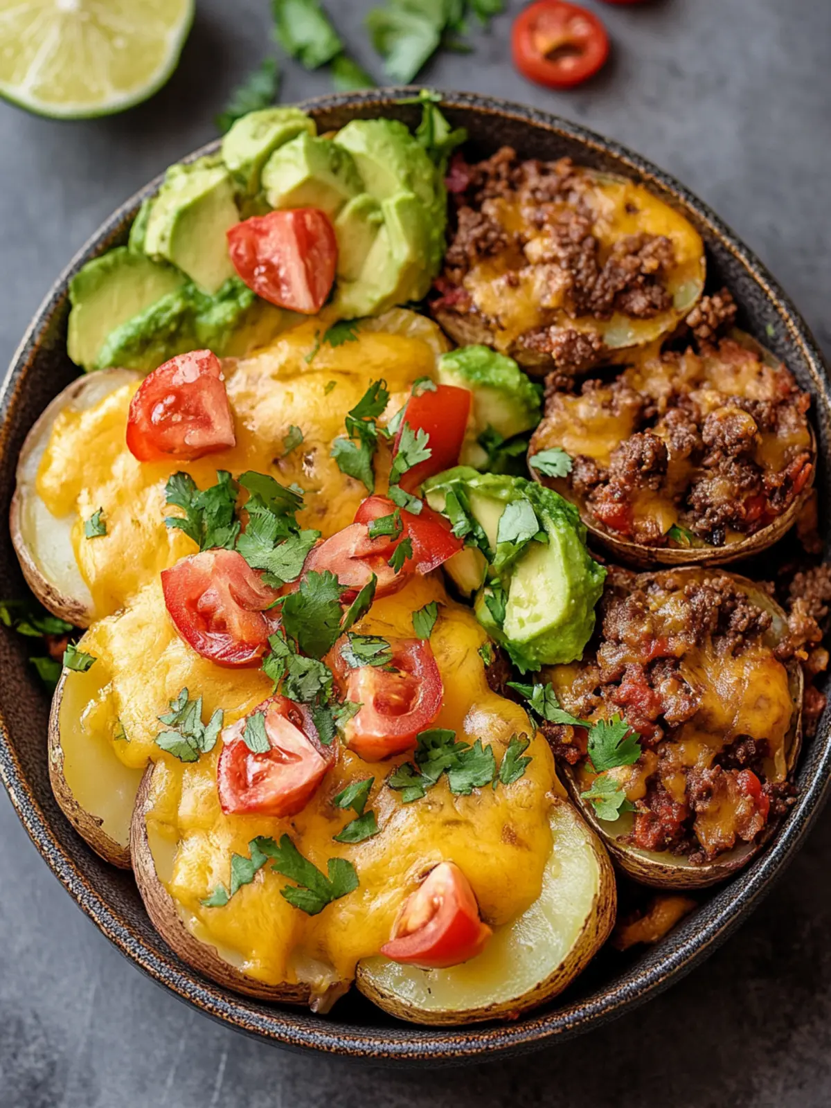 Loaded Fiesta Potato Bowls: Crispy & Cheesy Delight Awaits! 3 Loaded Fiesta Potato Bowls: Crispy & Cheesy Dinner Fun