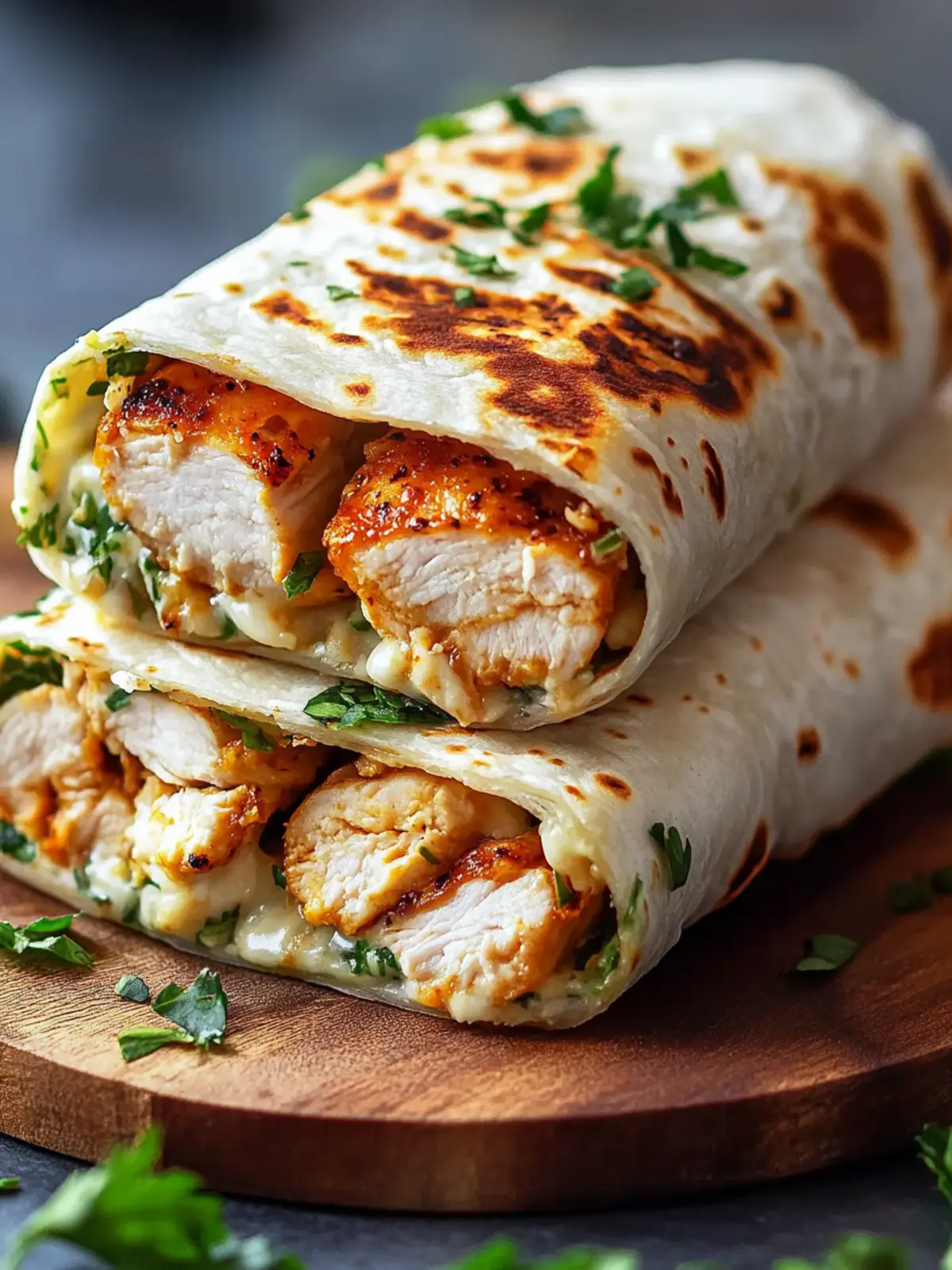 Melt-in-Your-Mouth Ooey-Gooey Cheesy Garlic Chicken Wraps 4 Ooey-Gooey Cheesy Garlic Chicken Wraps You’ll Devour