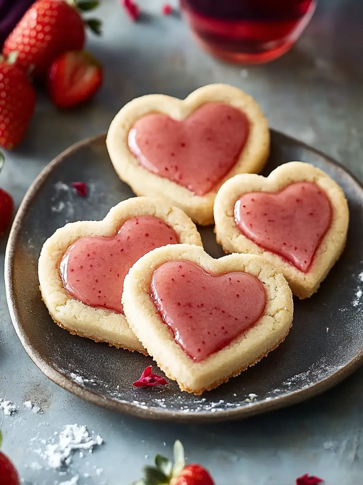 Filled Heart-Shaped Strawberry Shortbread Cookies Made with Love 3 Filled Heart-Shaped Strawberry Shortbread Cookies