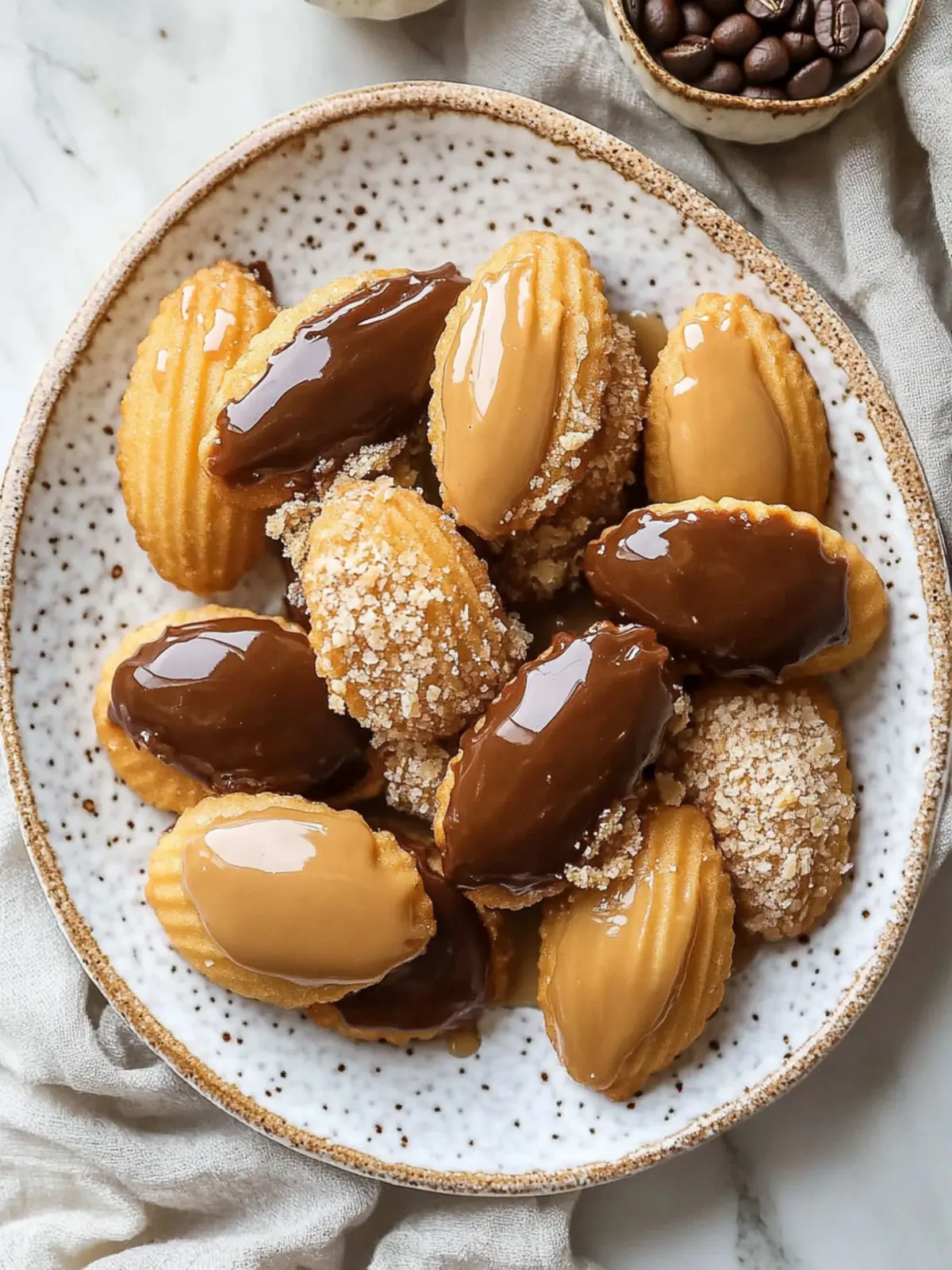 Brown Butter Madeleines Dipped in Espresso Glaze Delight 4 Brown Butter Madeleines dipped in Espresso Glaze