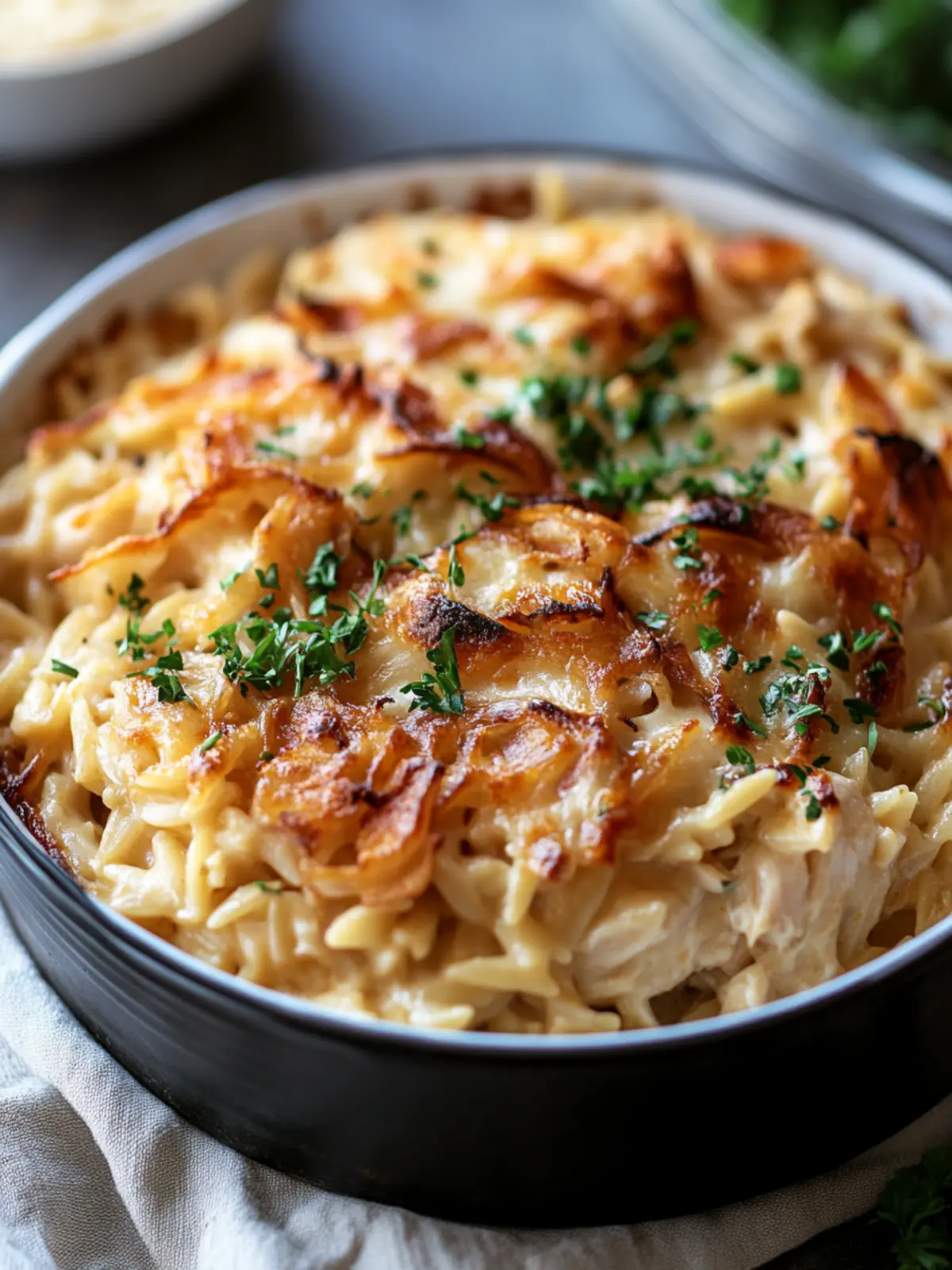 Creamy French Onion Chicken Orzo Casserole You'll Love 5 French Onion Chicken Orzo Casserole